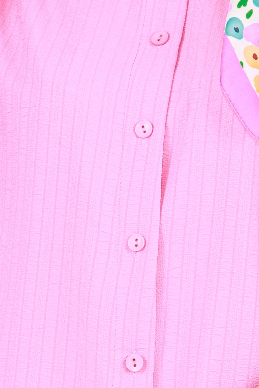 Bol Kesim Yırtmaçlı Gömlek-Pembe