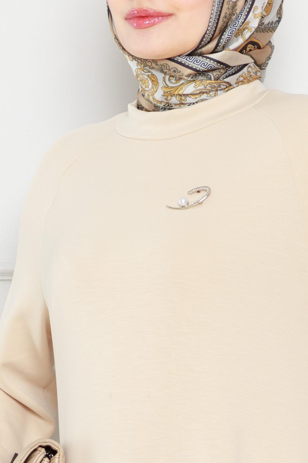 بروش فستان مفصل-لون بيج