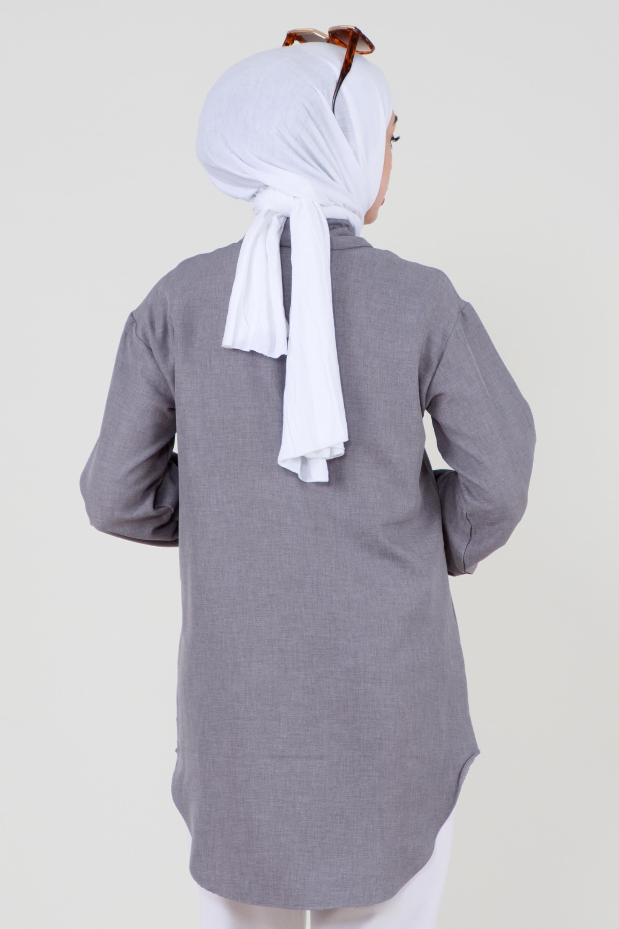 Shirt with Pocket Stone Detail - Grey.