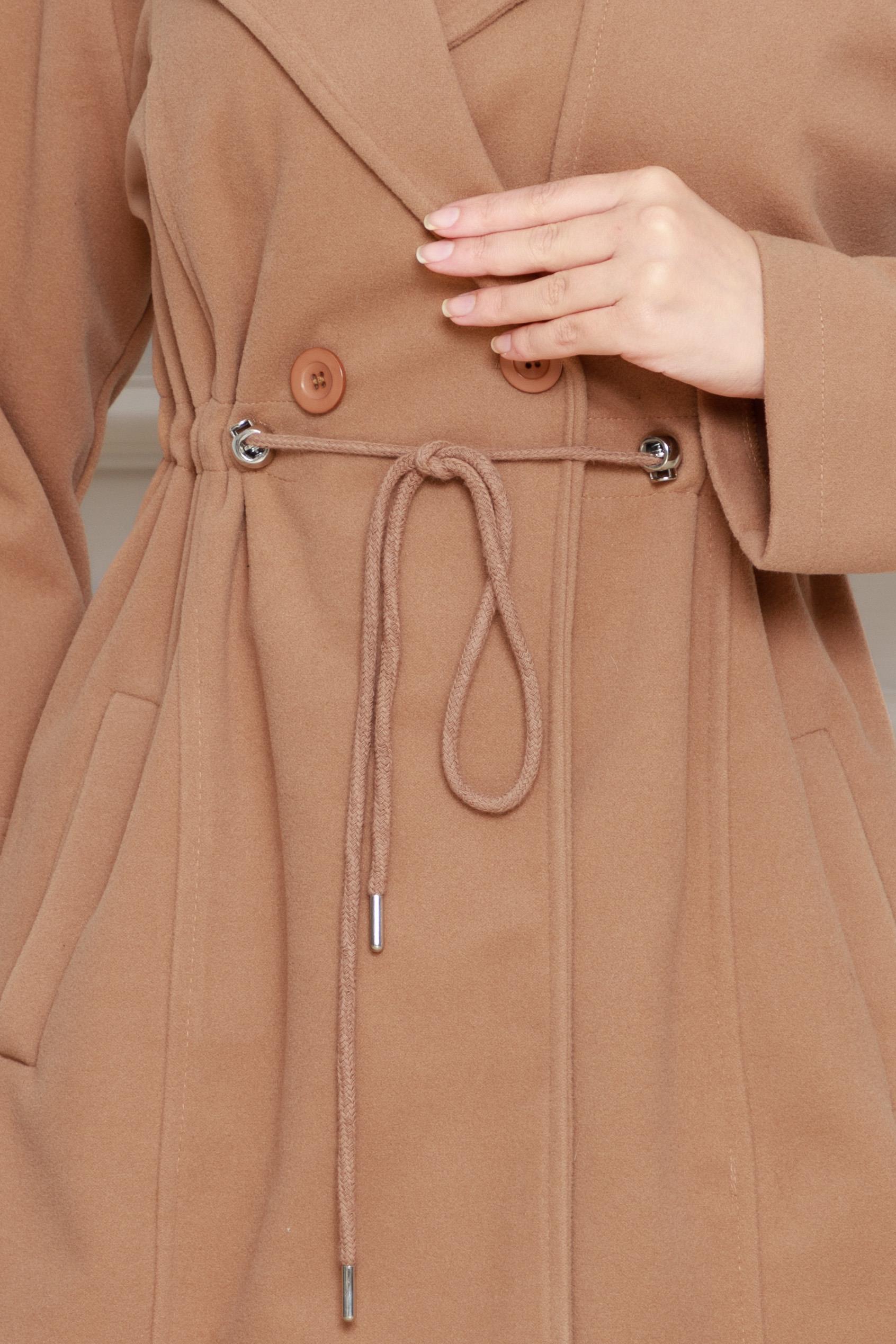 Cepken Detaylı Beli Tünelli Kaşe Kap-Camel