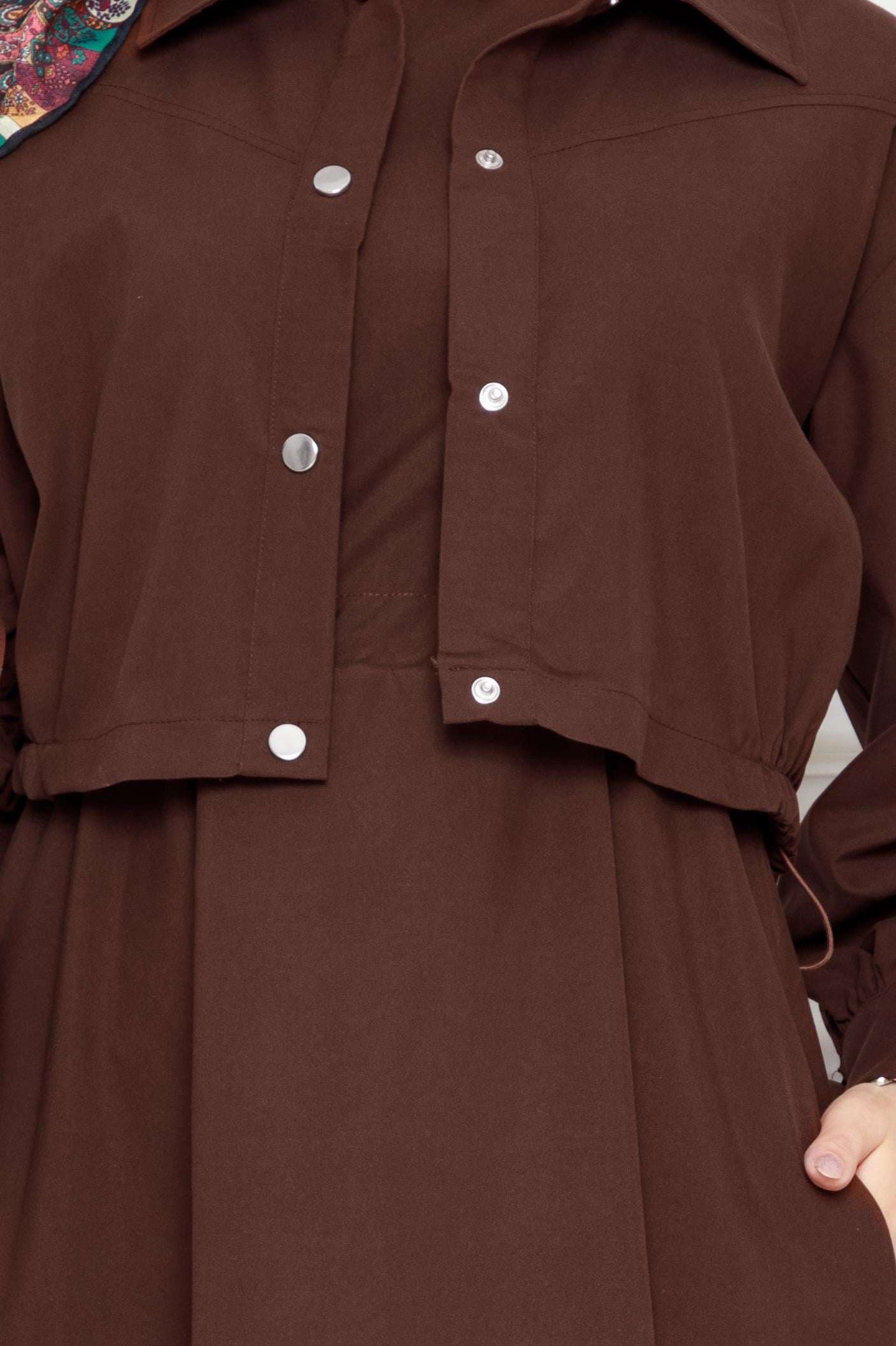 Detailed Dress with jacket-Brown color