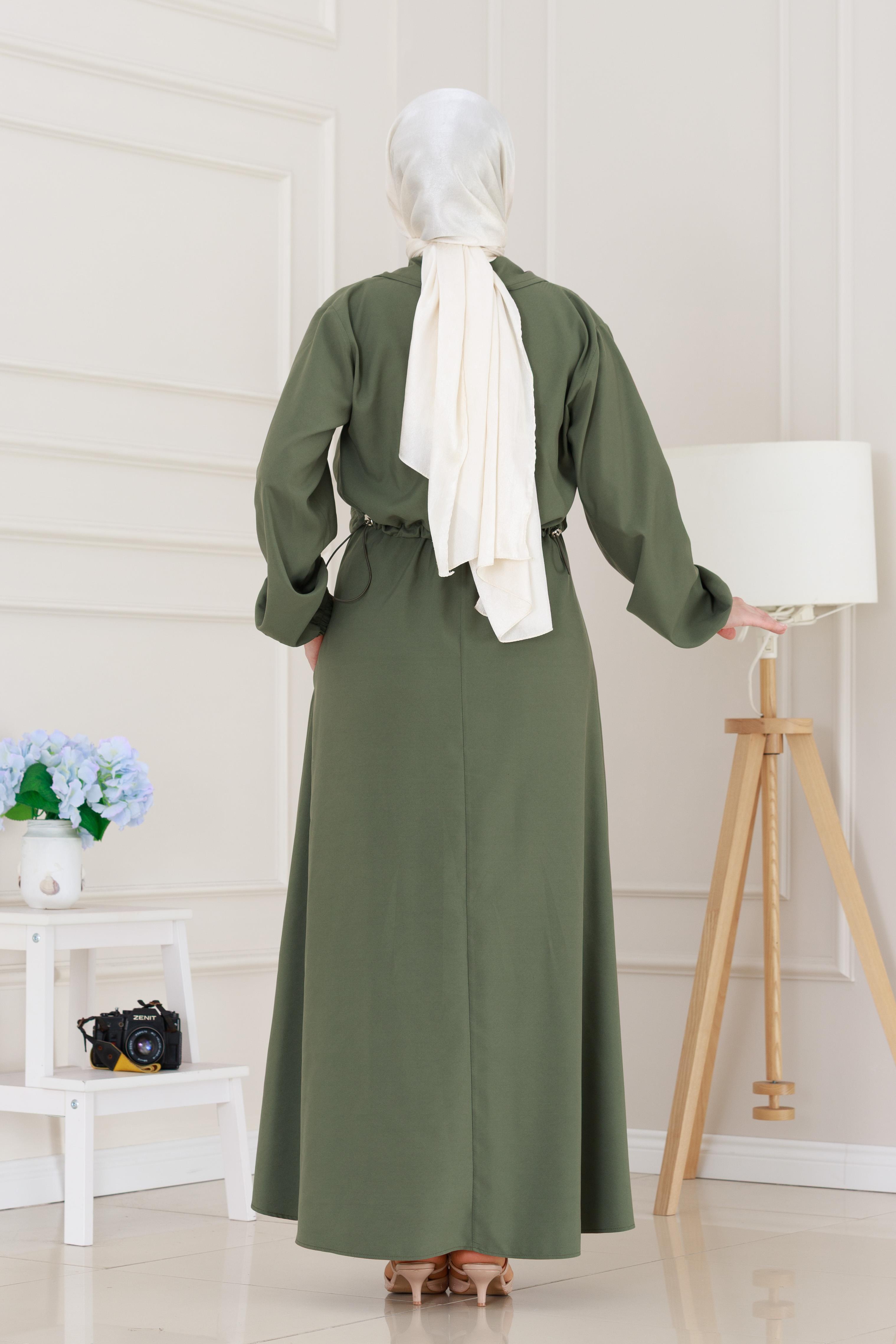 A modern dress with jacket -Khaki color