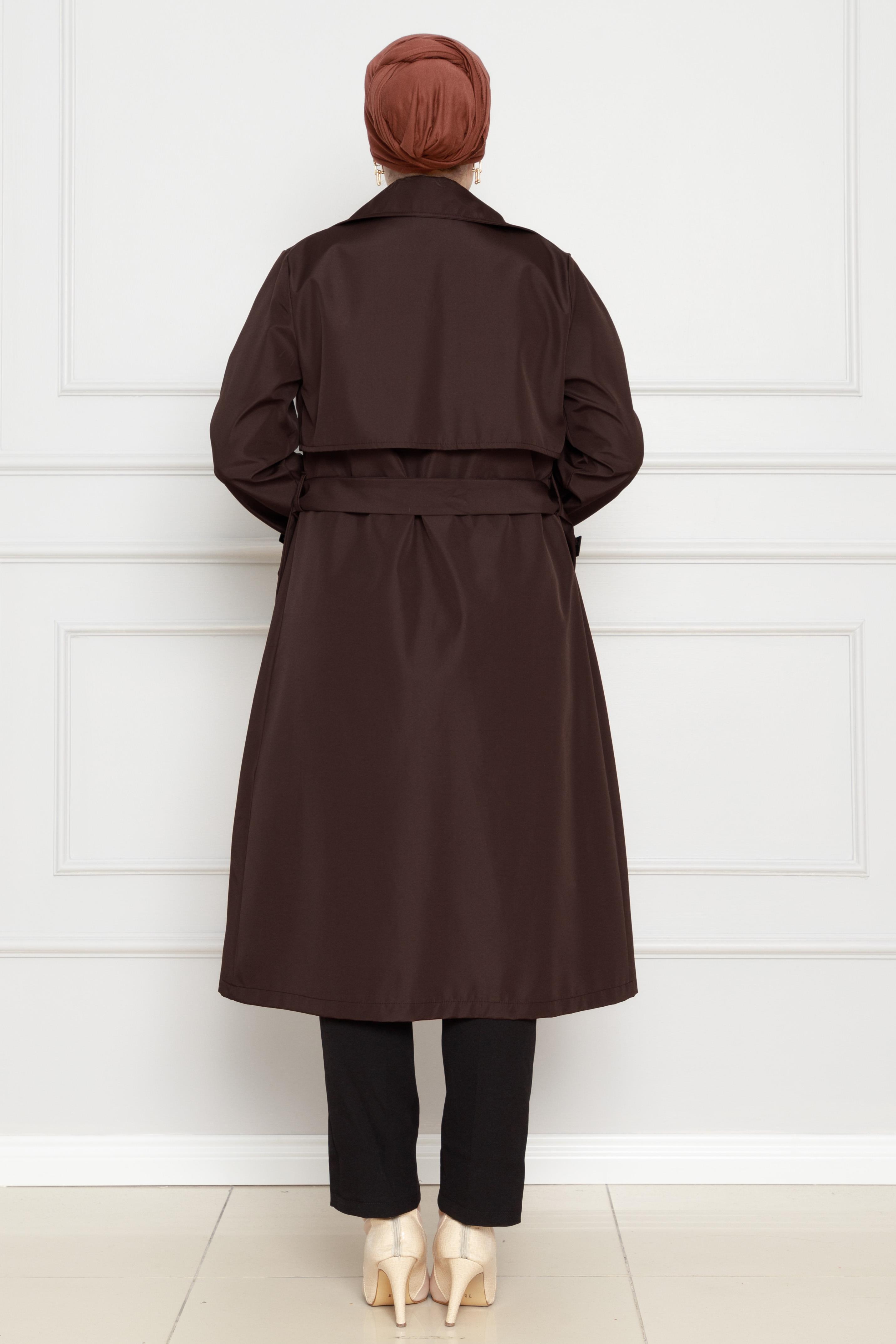Belted Trench Coat -Brown color