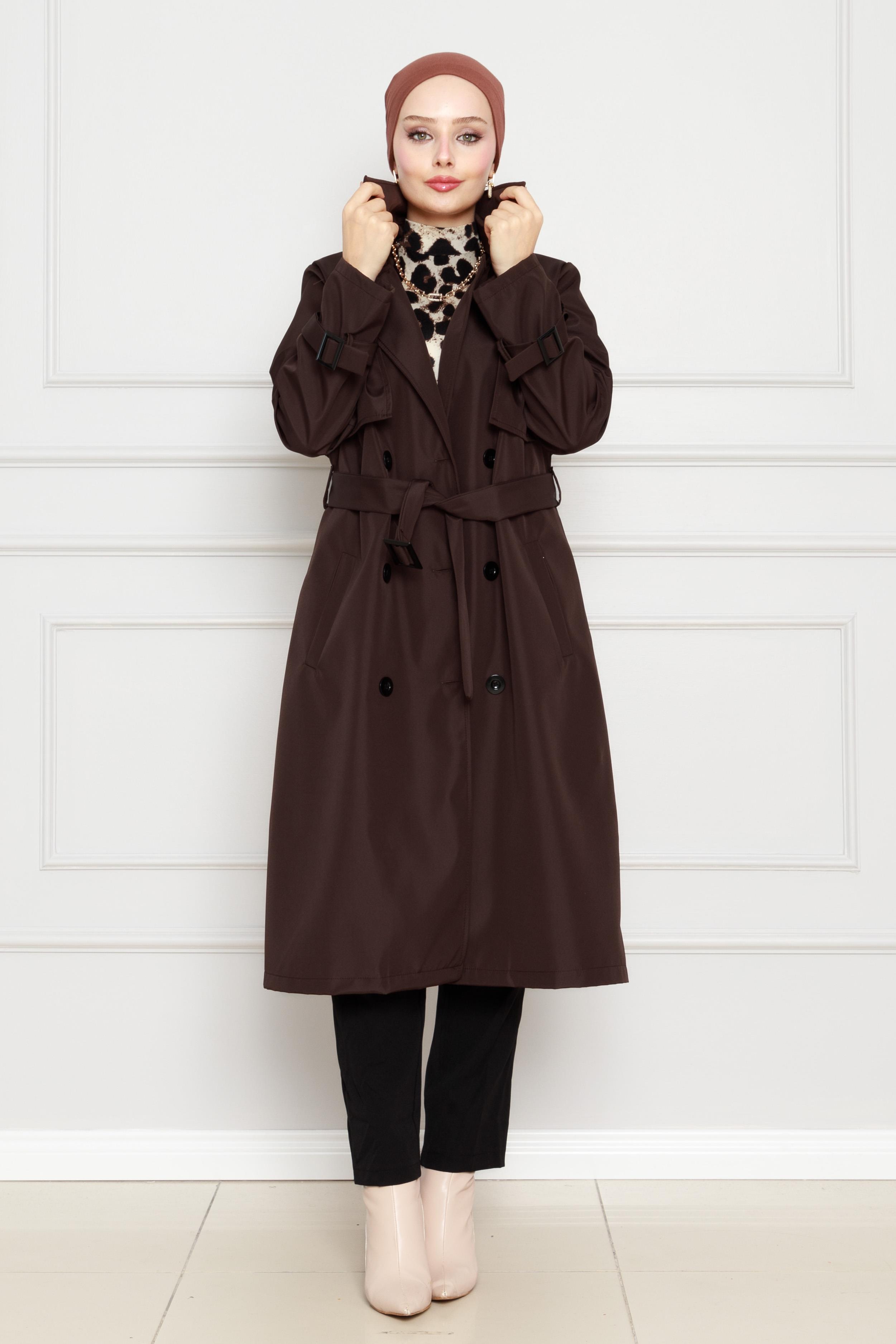 Belted Trench Coat -Brown color