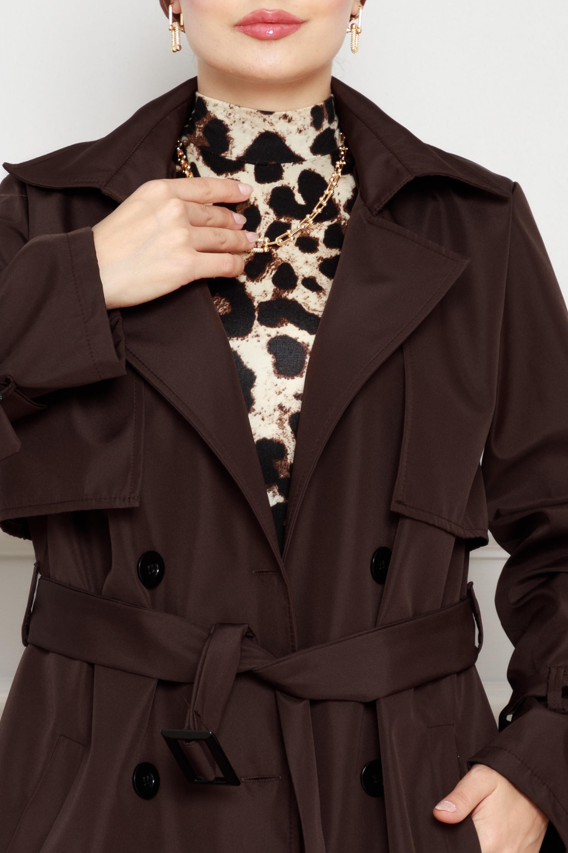 Belted Trench Coat -Brown color