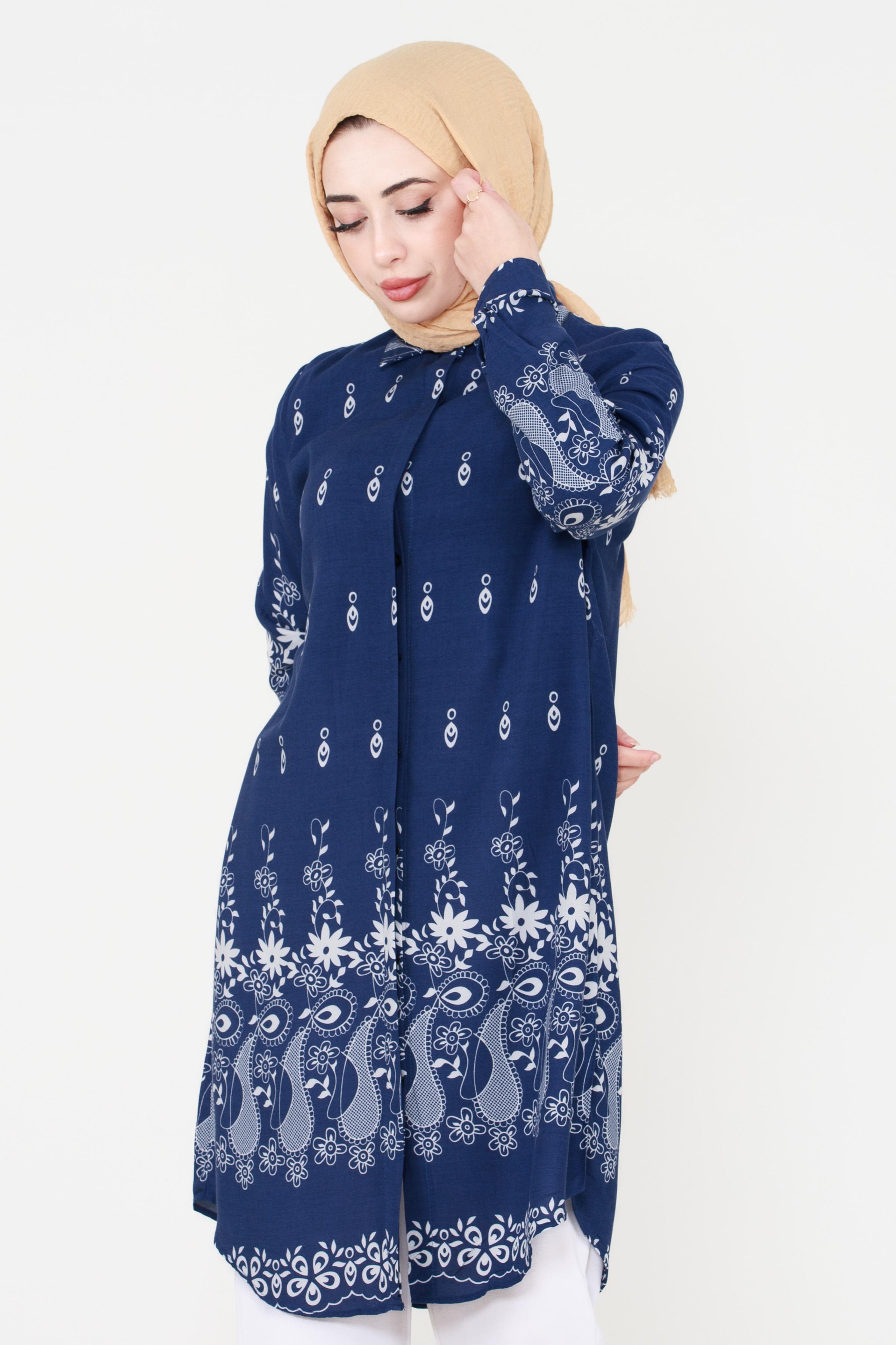 Floral Patterned Viscose Tunic 