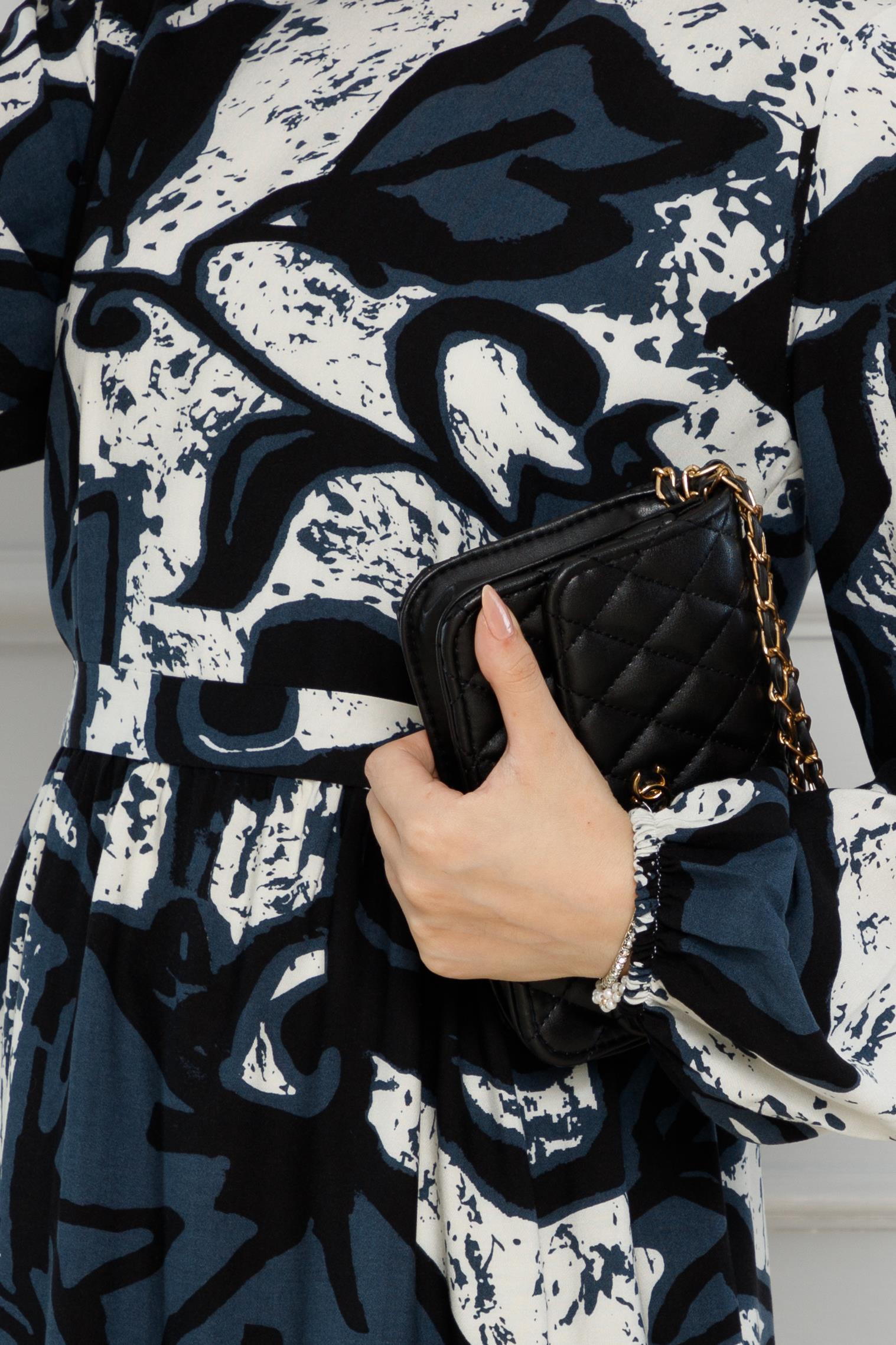 Floral  Viscose Dress-Black color