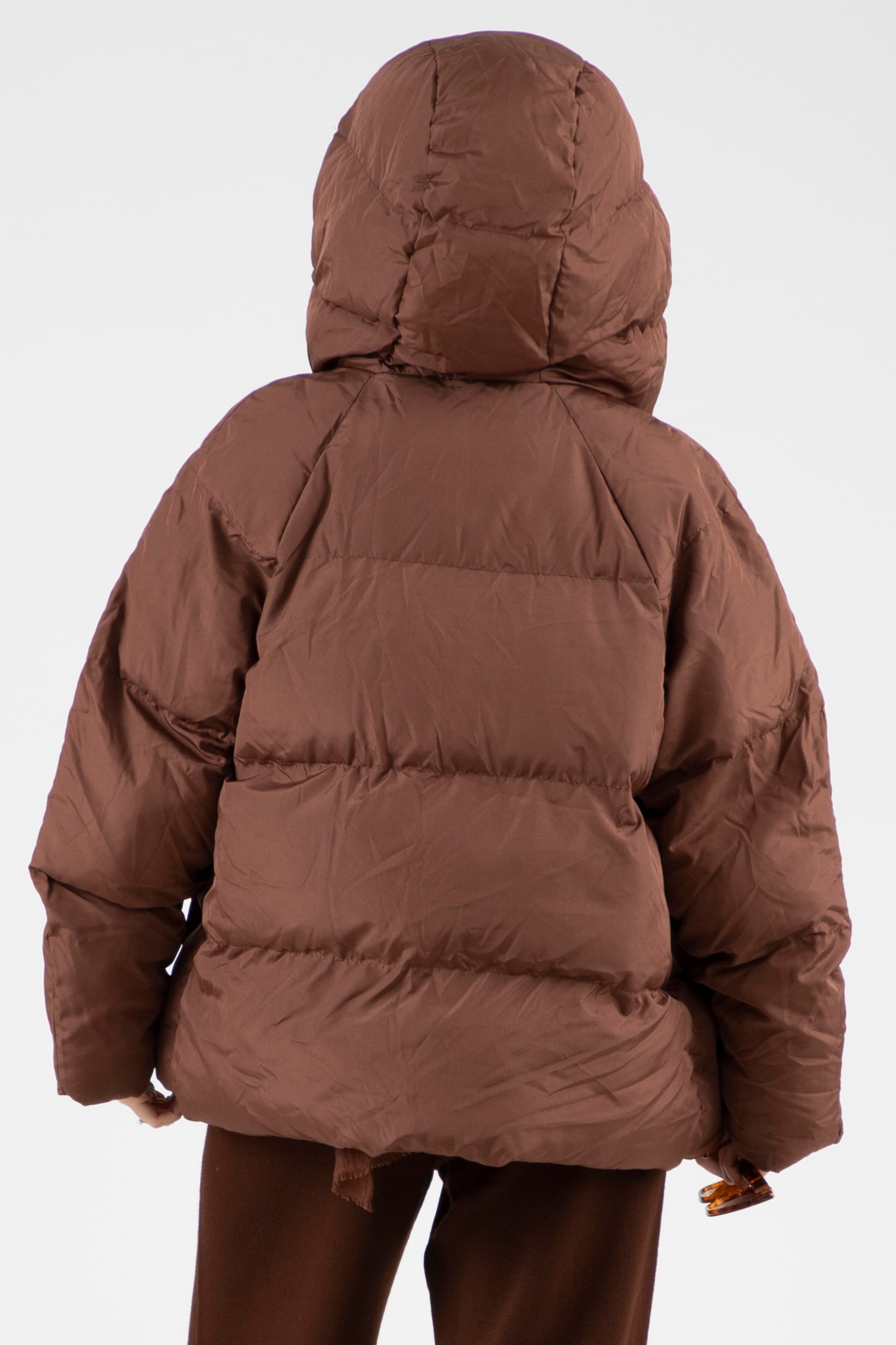 Çıtçıtlı Şişme Mont - Kahverengi