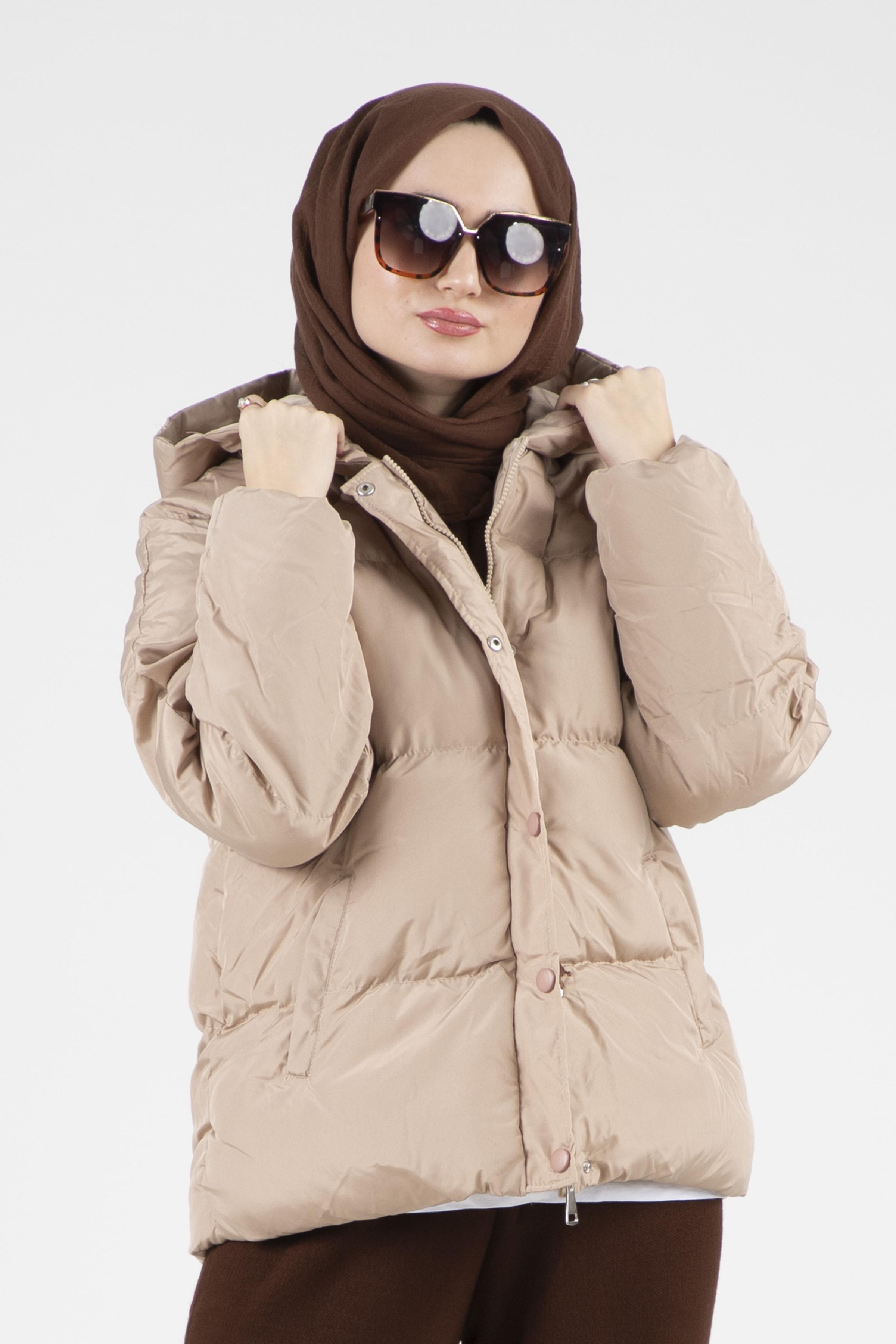 Çıtçıtlı Şişme Mont - Taş