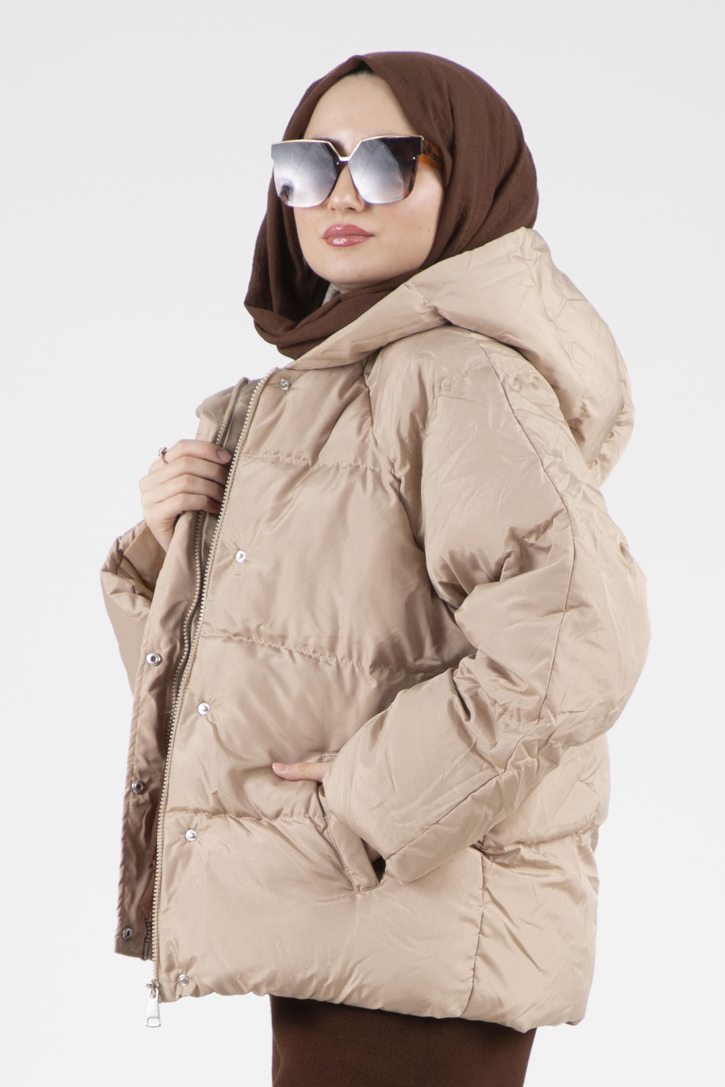 Çıtçıtlı Şişme Mont - Taş