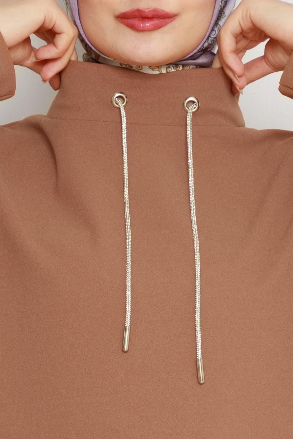 Tunic with high collar - vison color