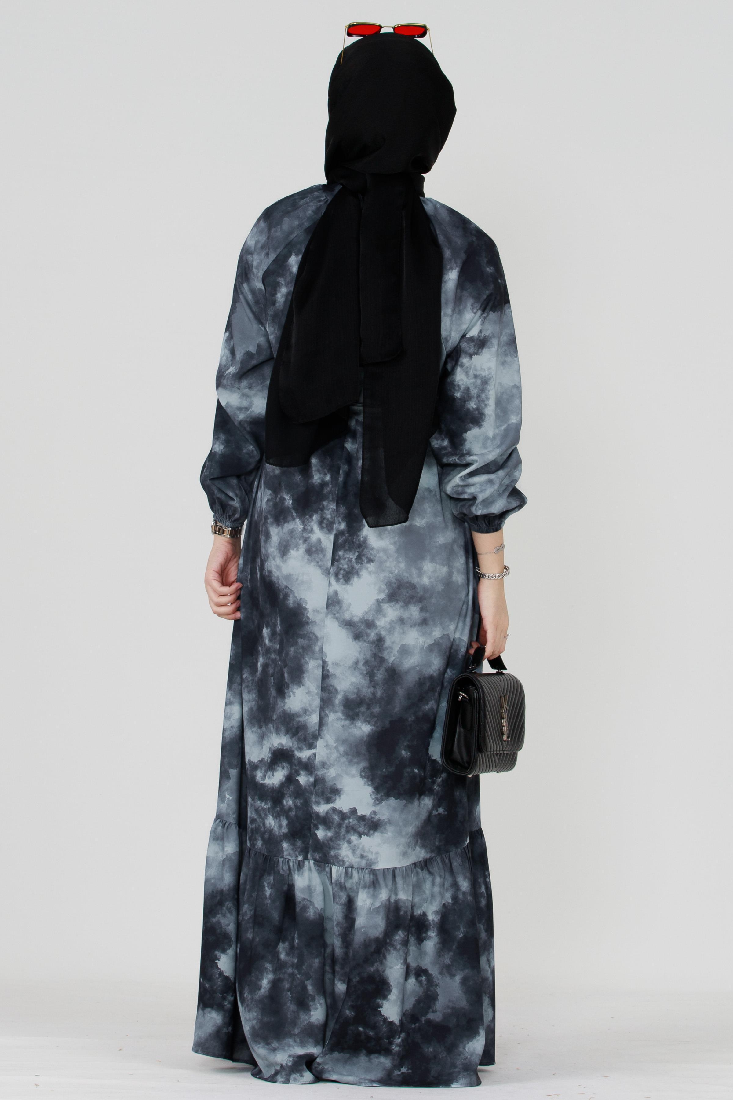 Marbled Belted Dress - Gray