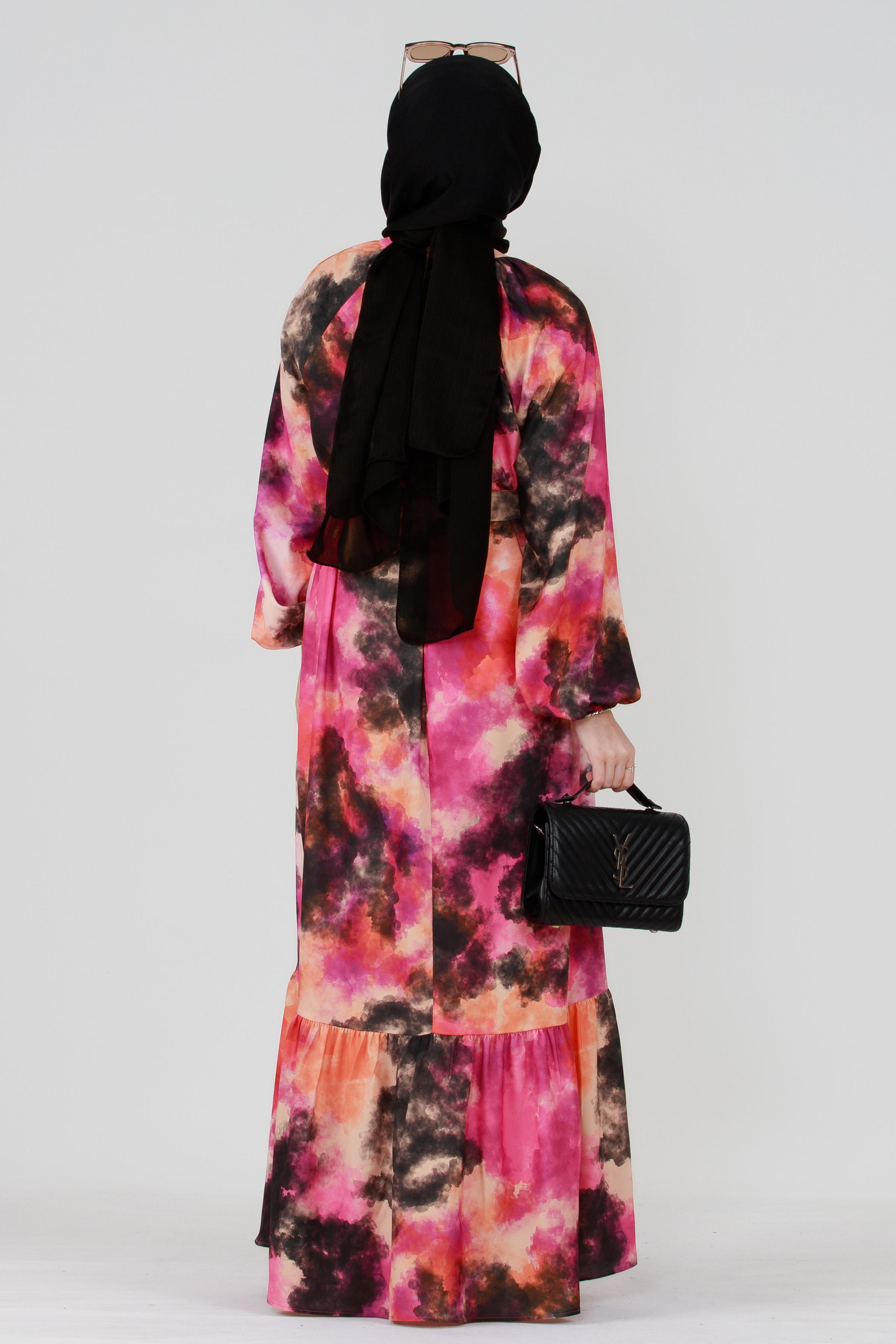 Marbled Belted Dress - Pink