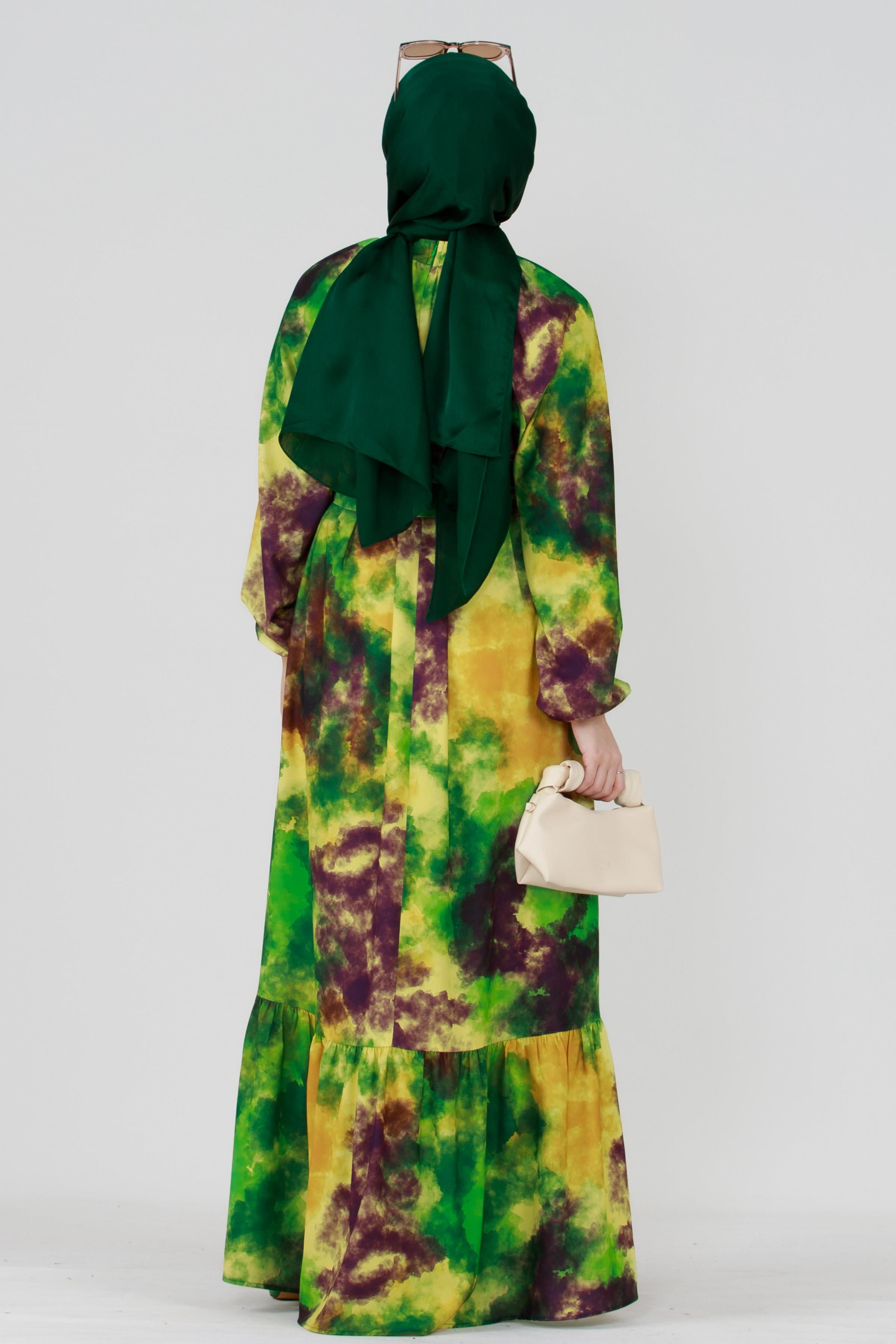 Marbled Belted Dress - Green