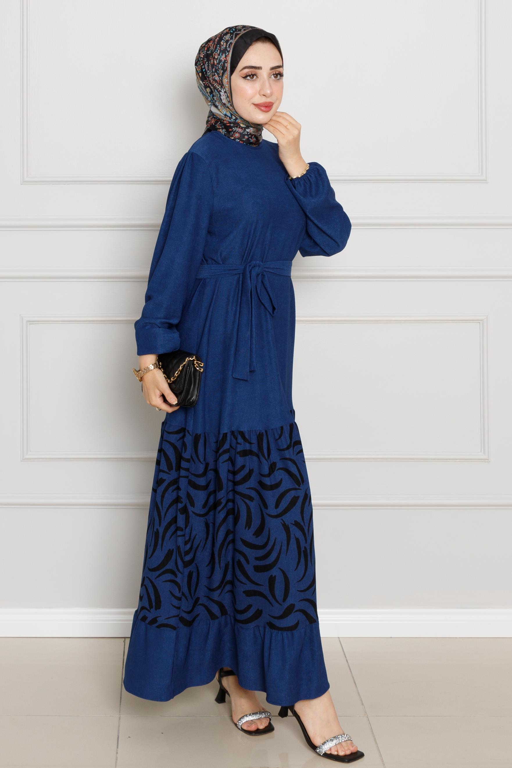 Patterned dress -dark bleu color