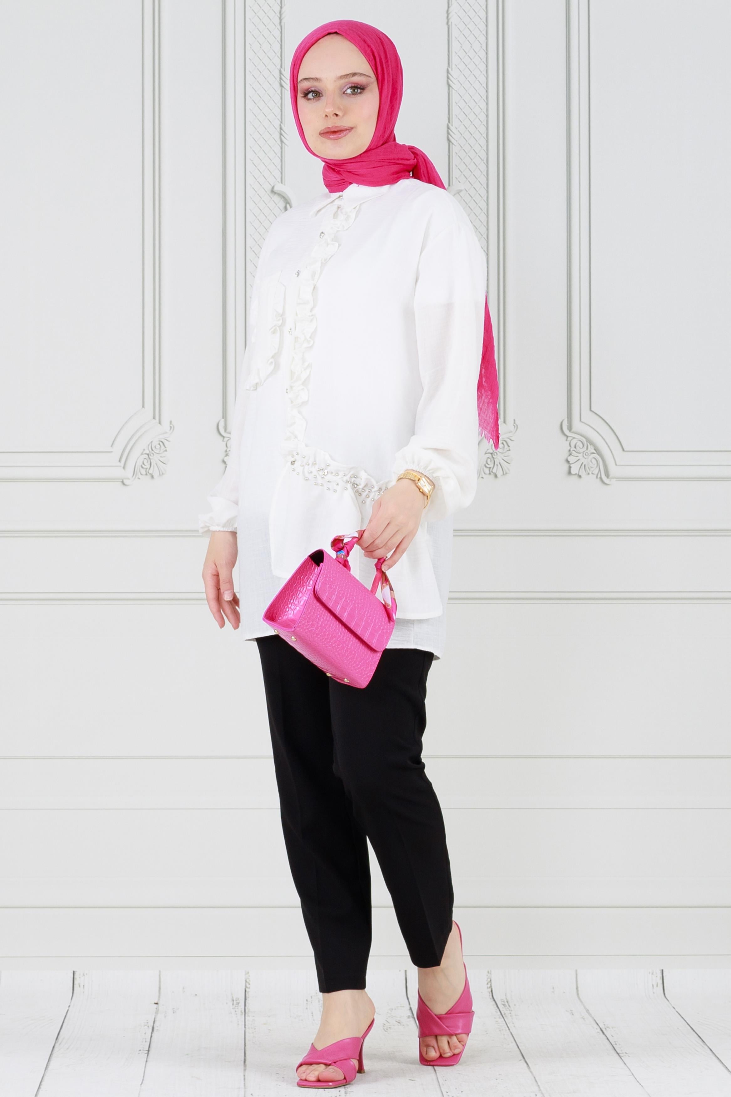 Ruffled Princess Tunic-White