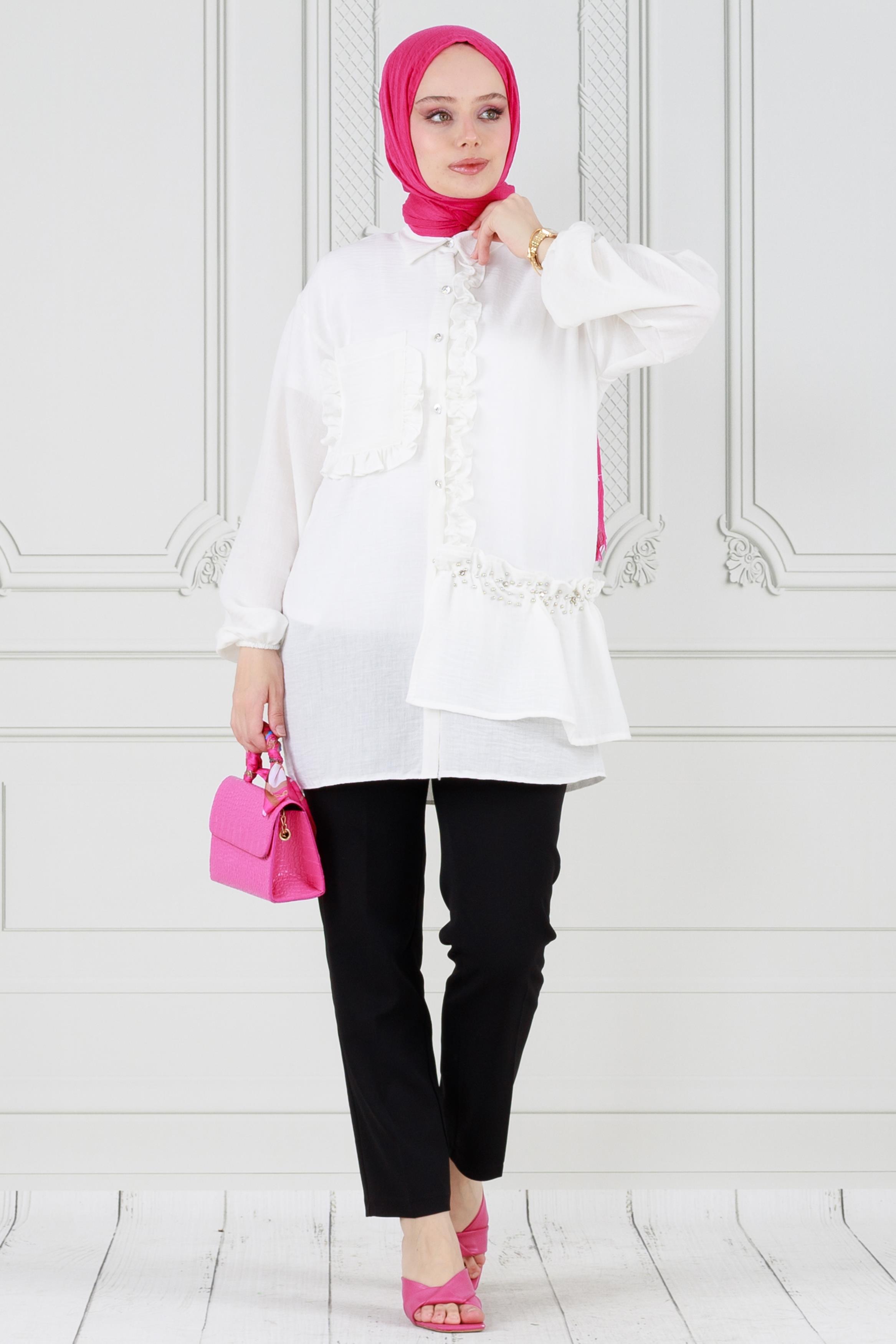 Ruffled Princess Tunic-White