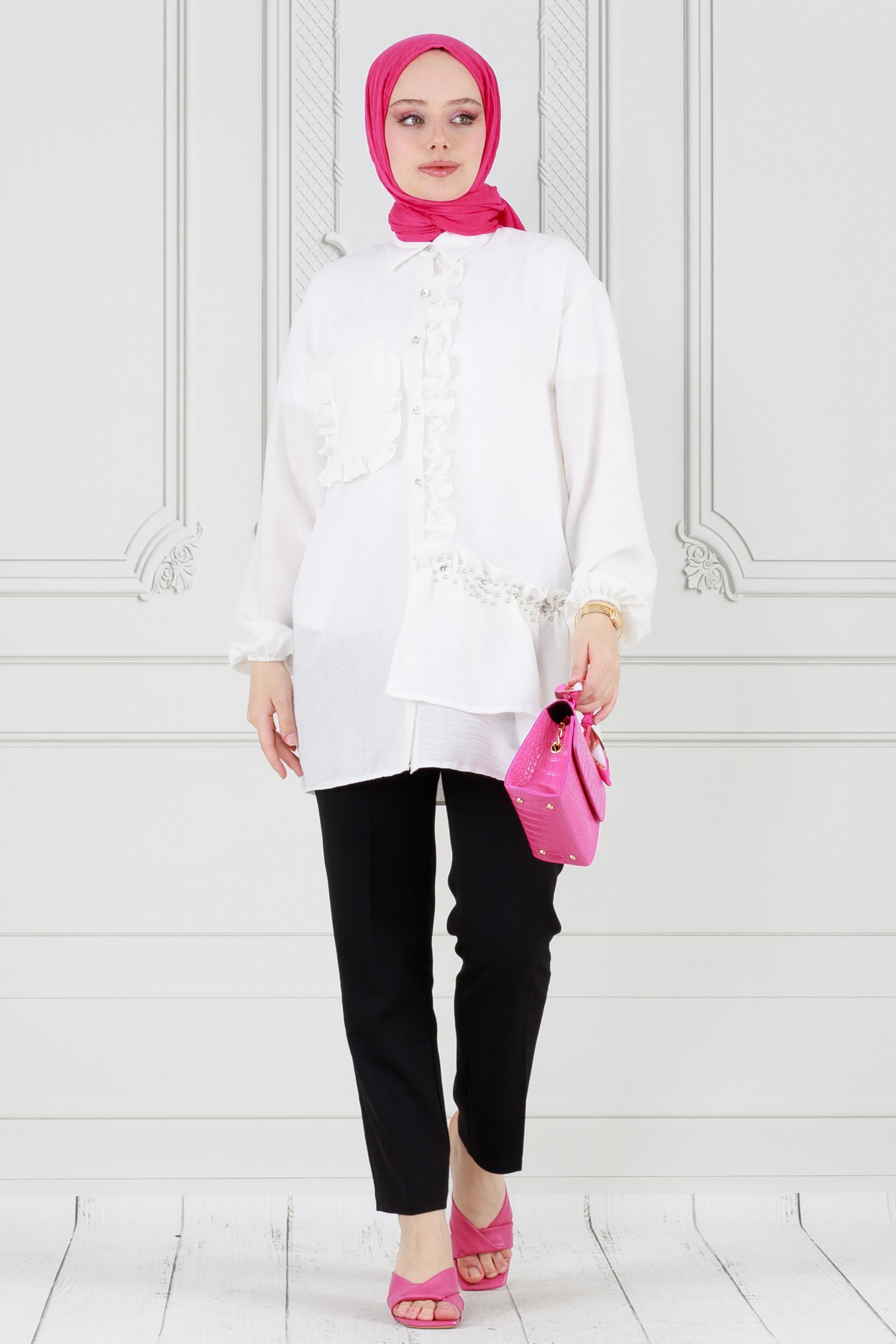 Ruffled Princess Tunic-White