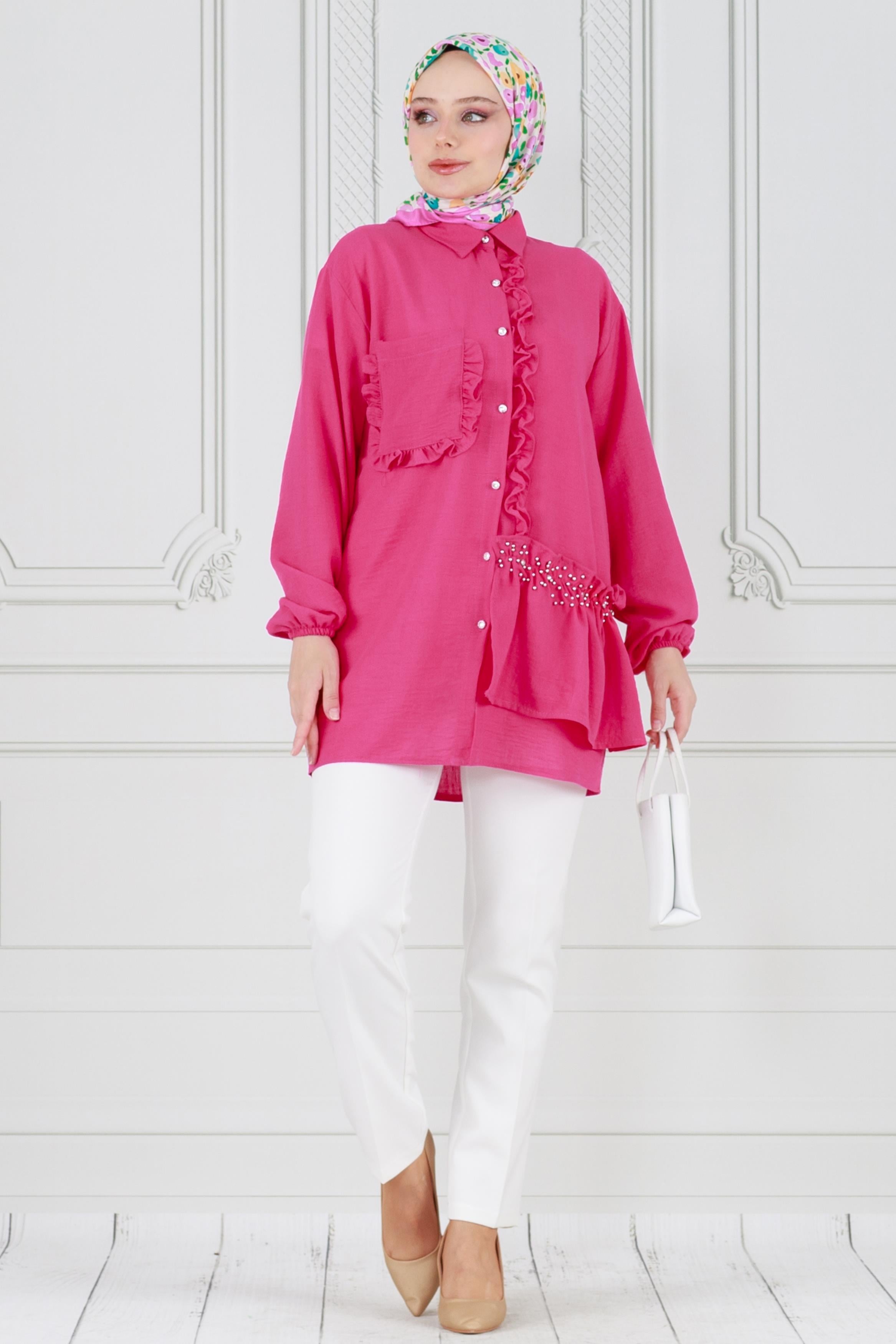 Ruffled Princess Tunic-Fushia
