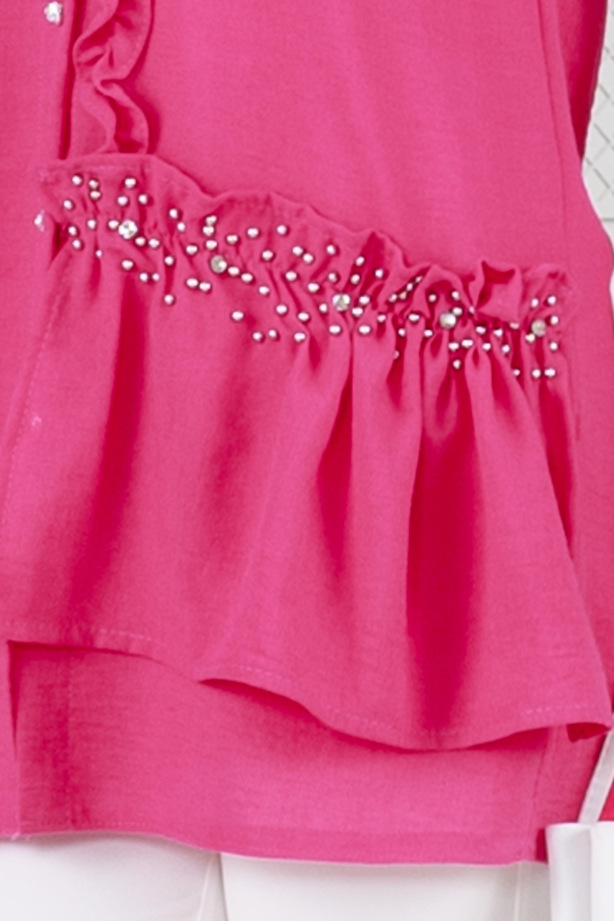 Ruffled Princess Tunic-Fushia