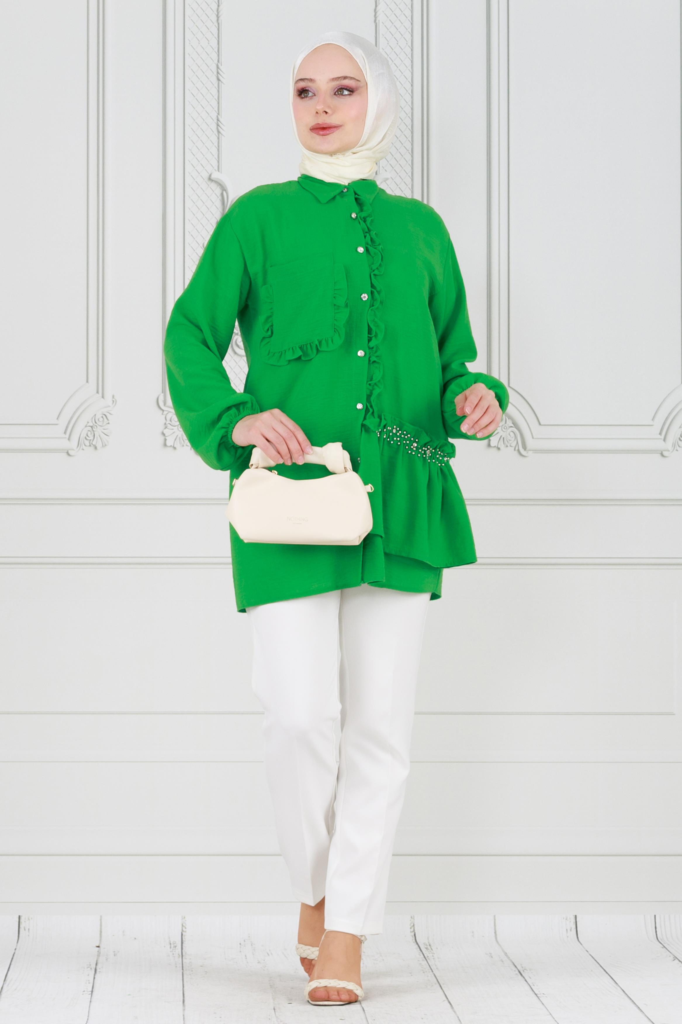Ruffled Princess Tunic-Green