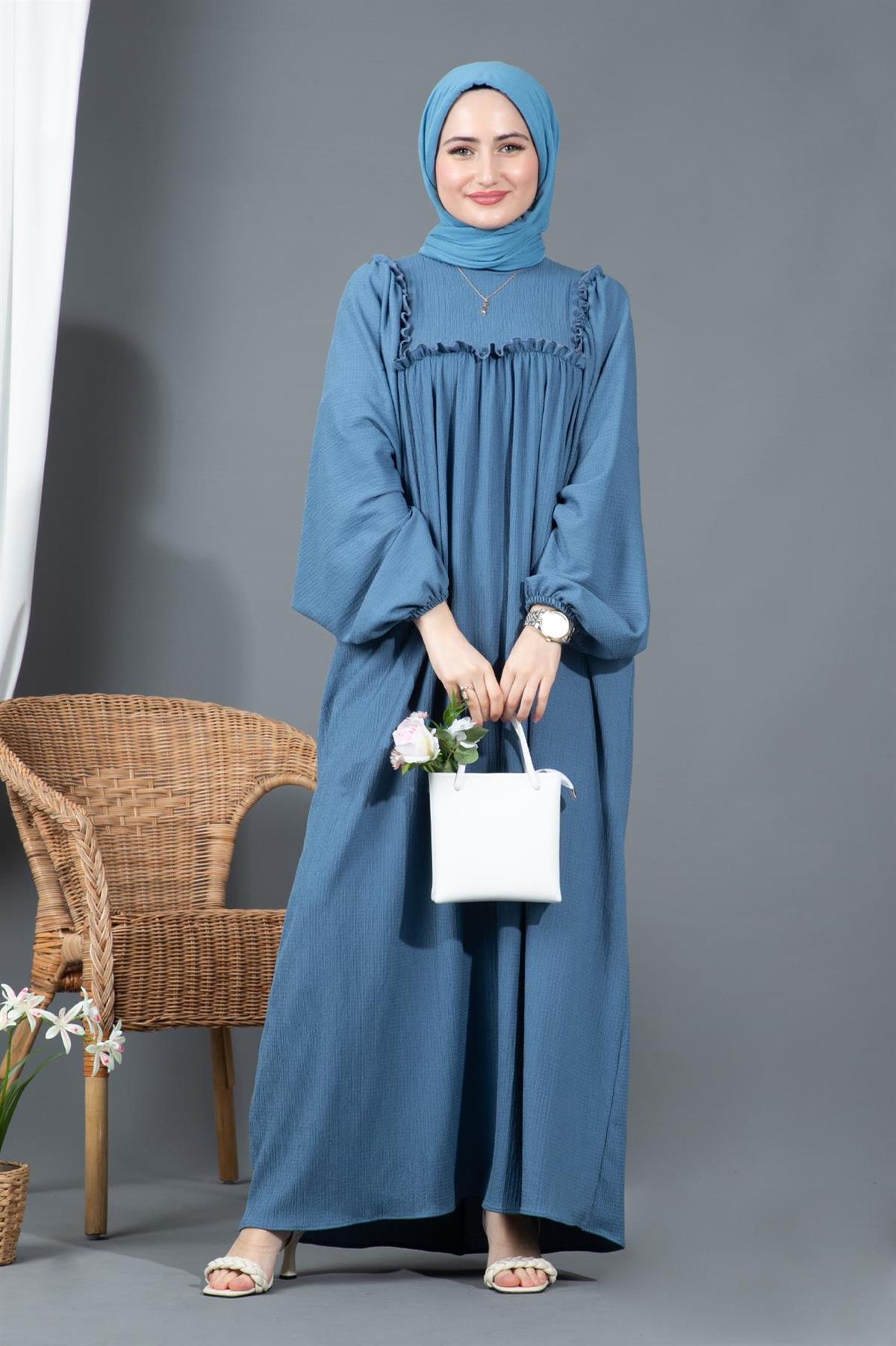 Firlly Robe Cerep Dress-Indigo