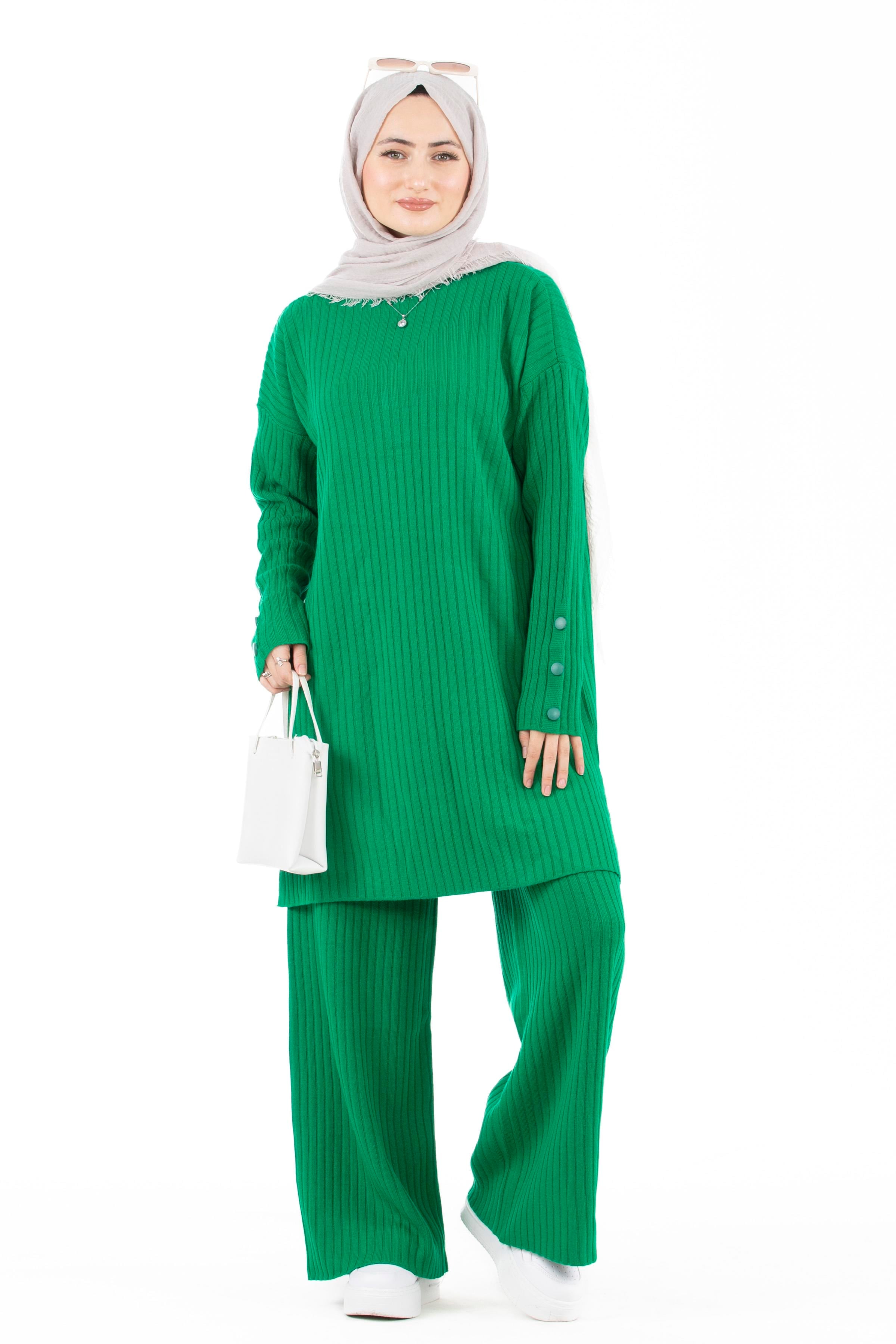 Ribbed Knit Suit - Green