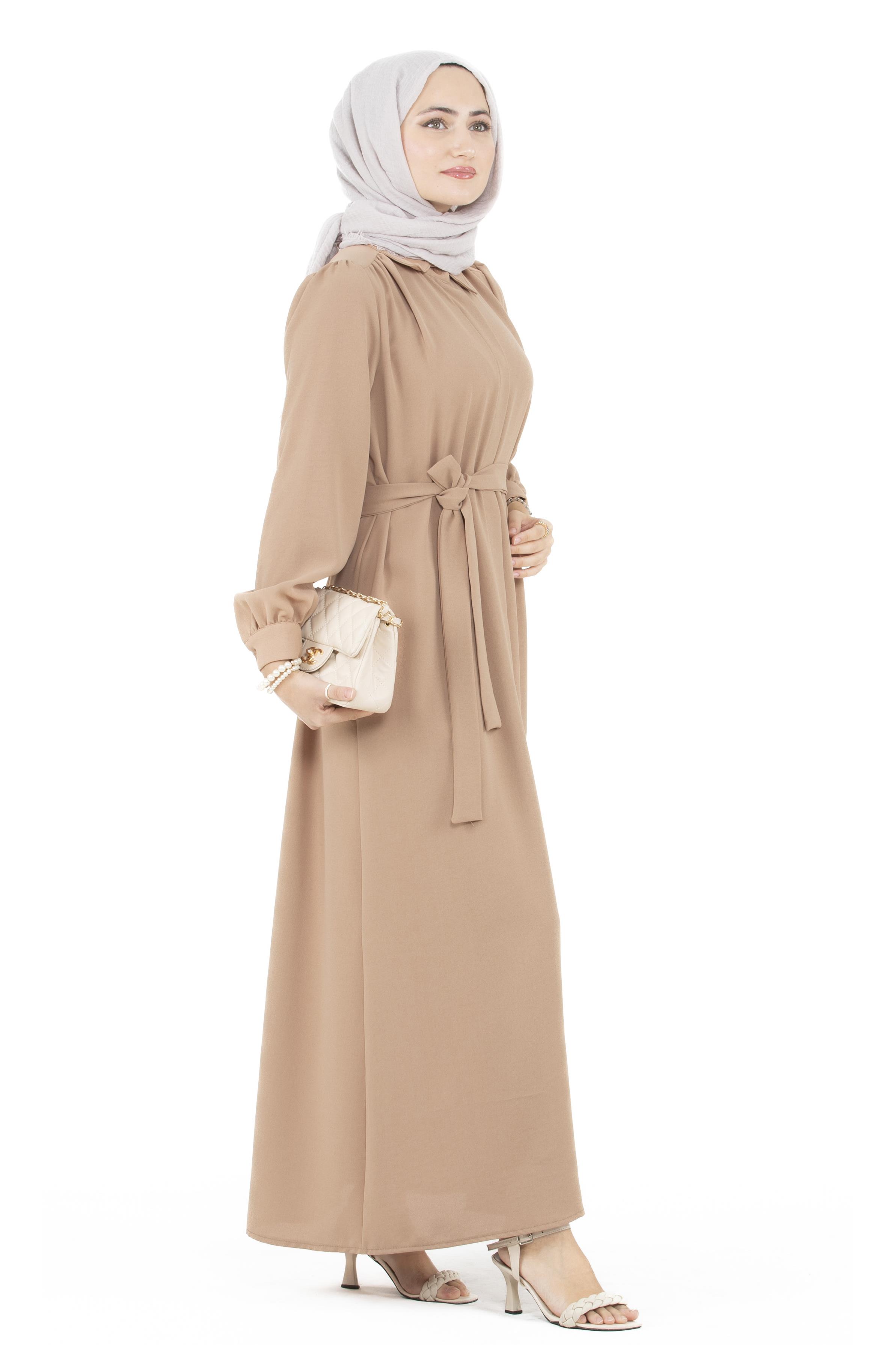 Button-Front Dress-Camel