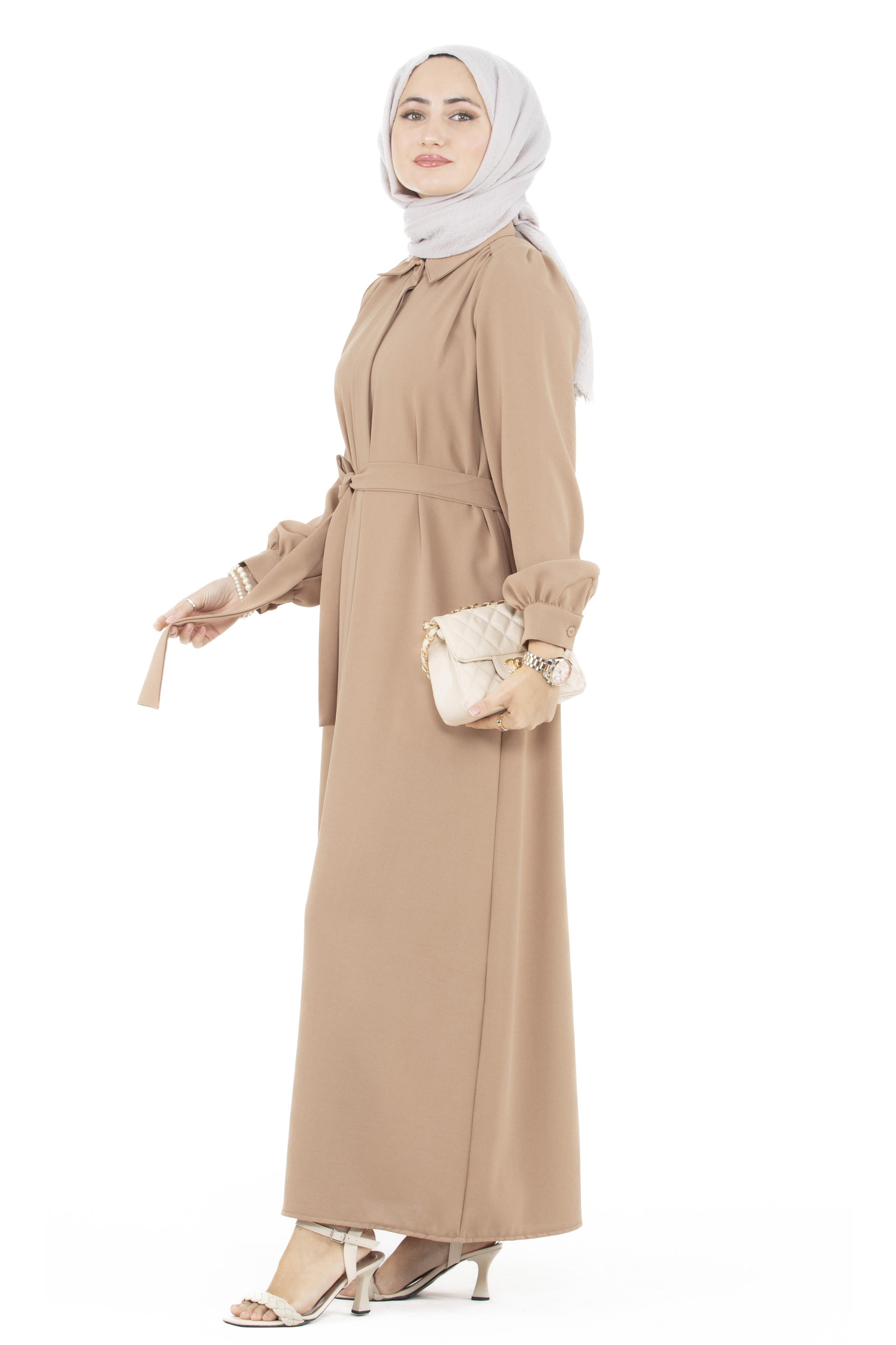 Button-Front Dress-Camel