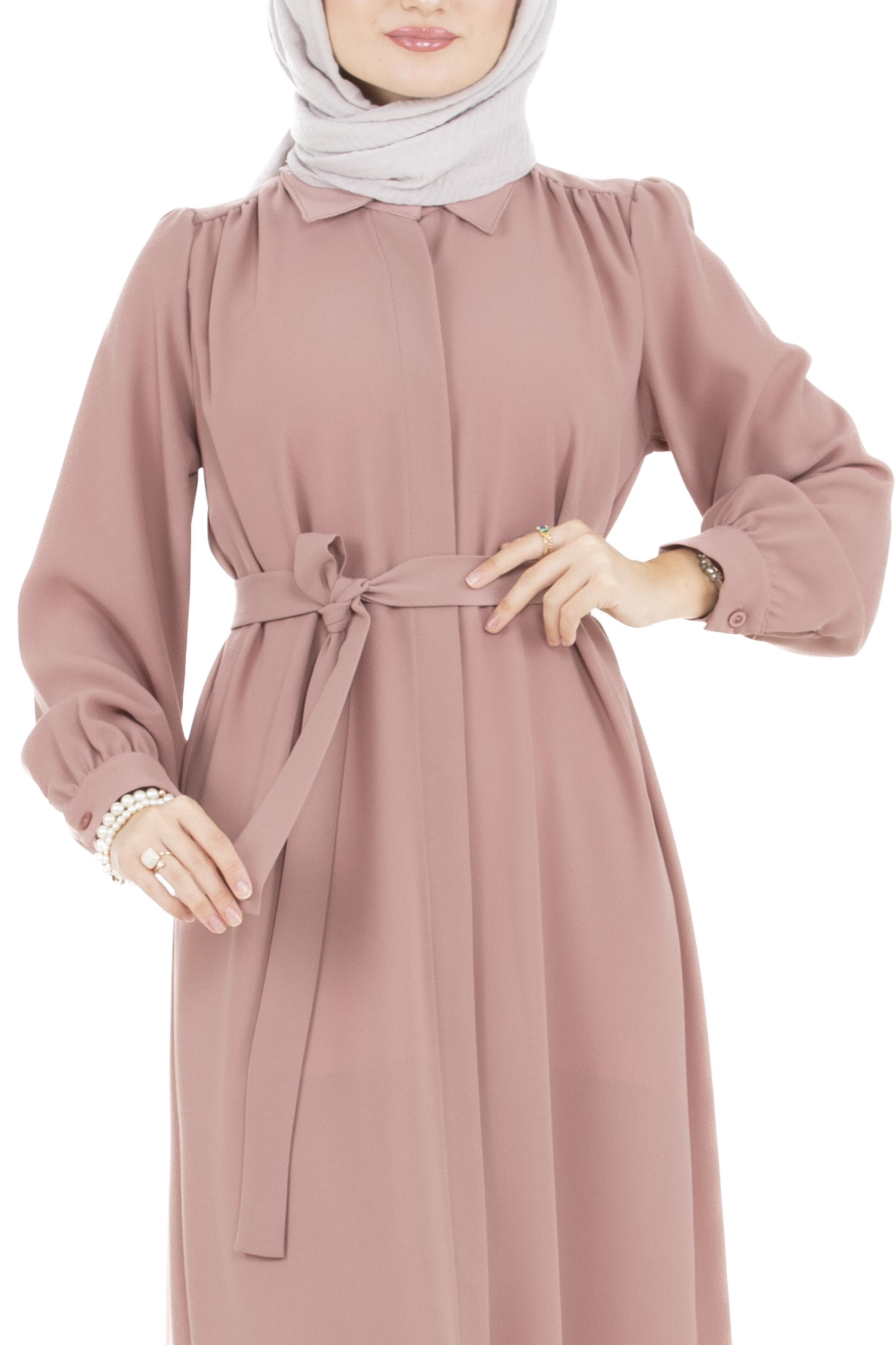 Button-Front Dress-Pink