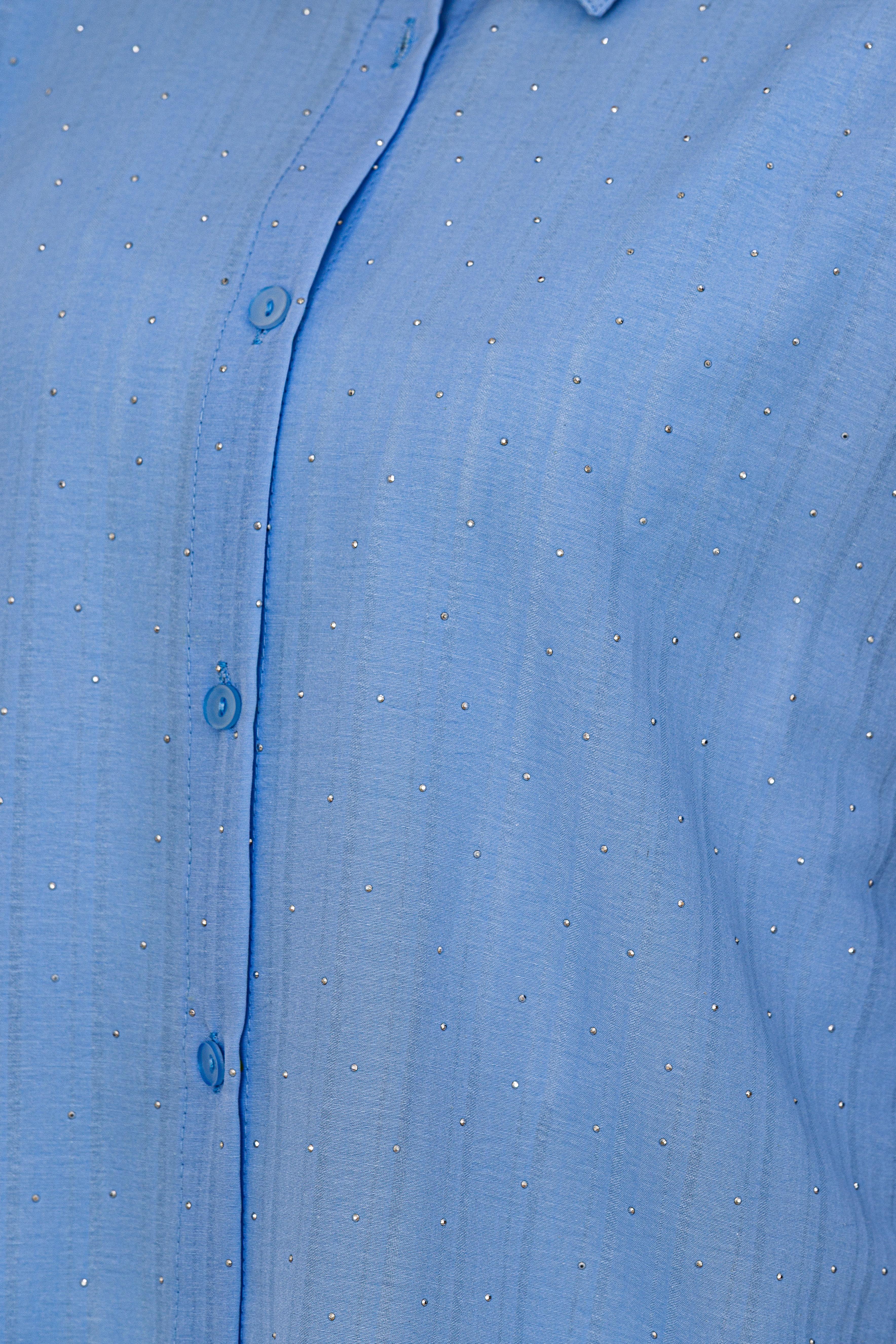 Göğüsü Taş Detaylı Oversize Tunik-Bebe mavi