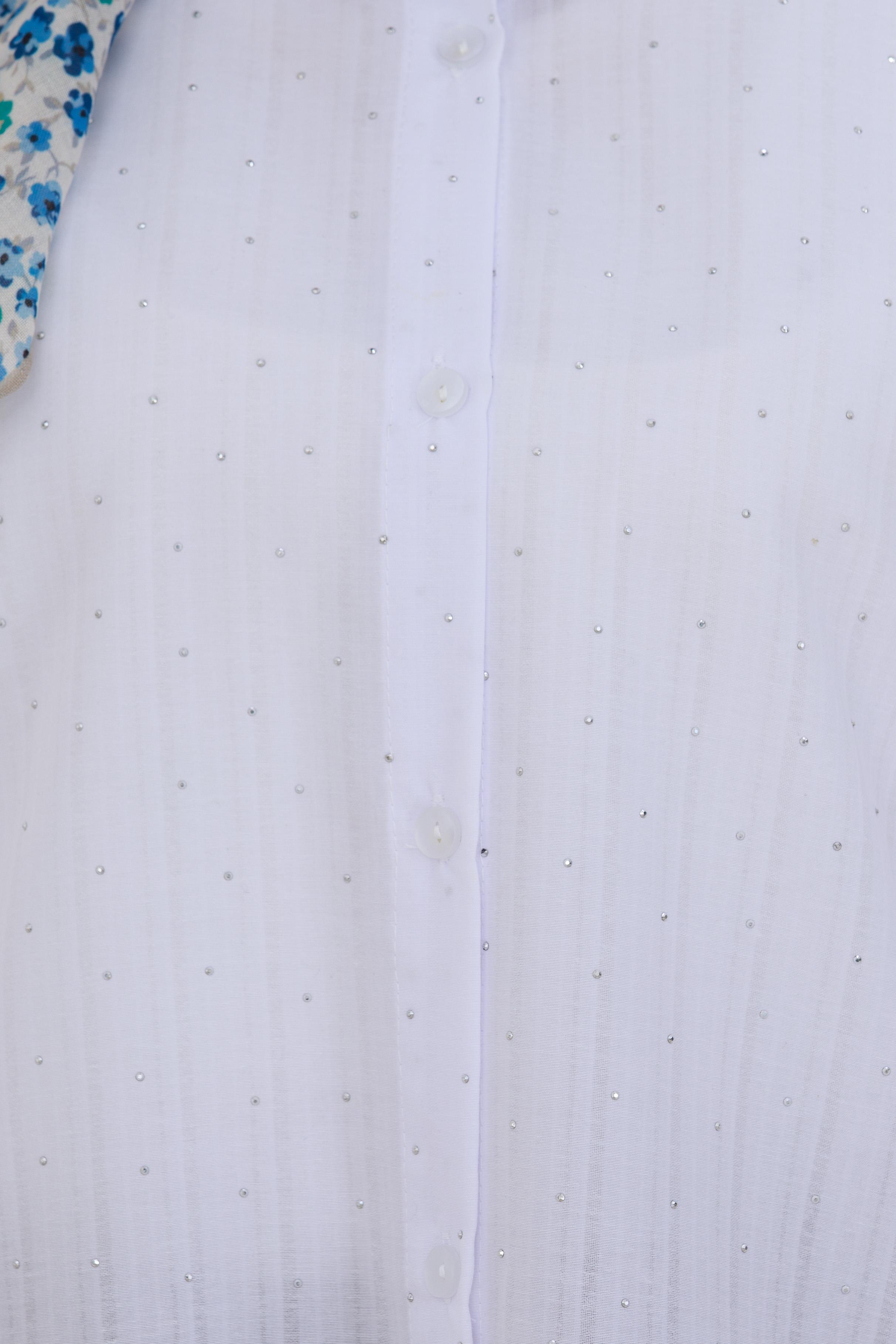 Göğüsü Taş Detaylı Oversize Tunik-Beyaz