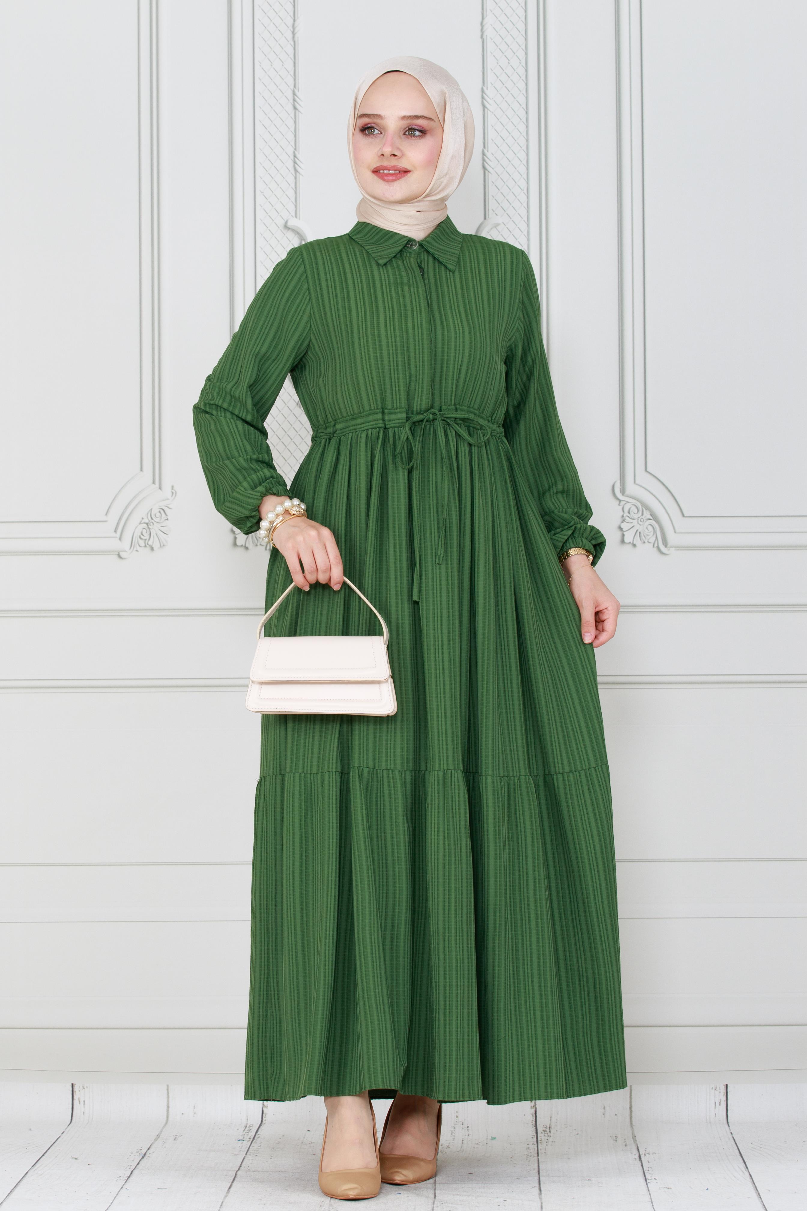 Belted Dress-Green color