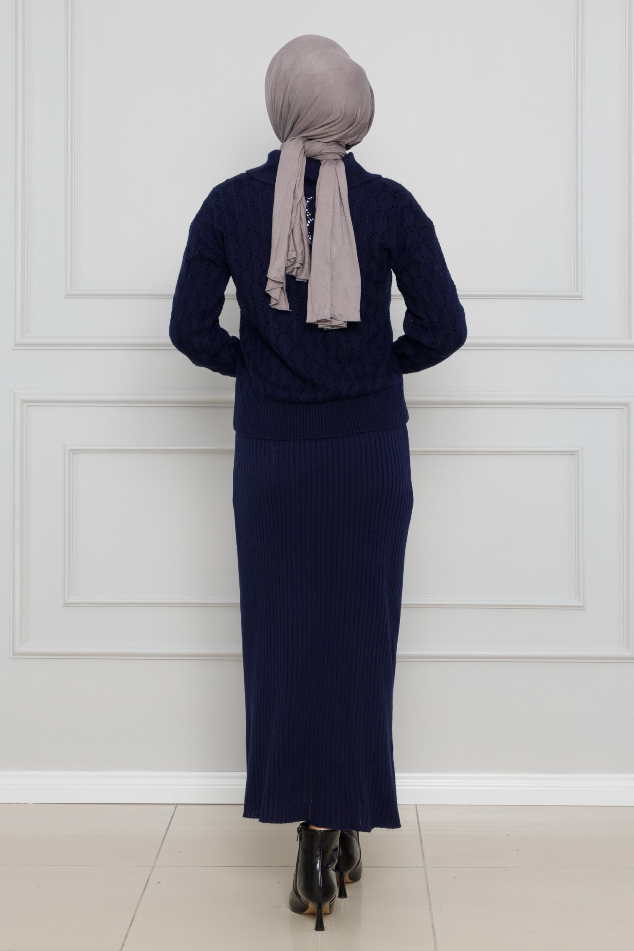 Knitted sweater dress Suit-Dark bleu color