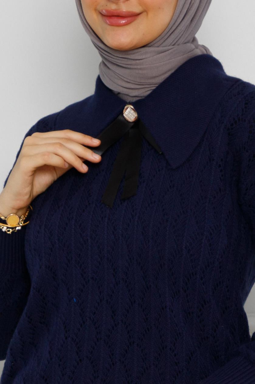 Knitted sweater dress Suit-Dark bleu color