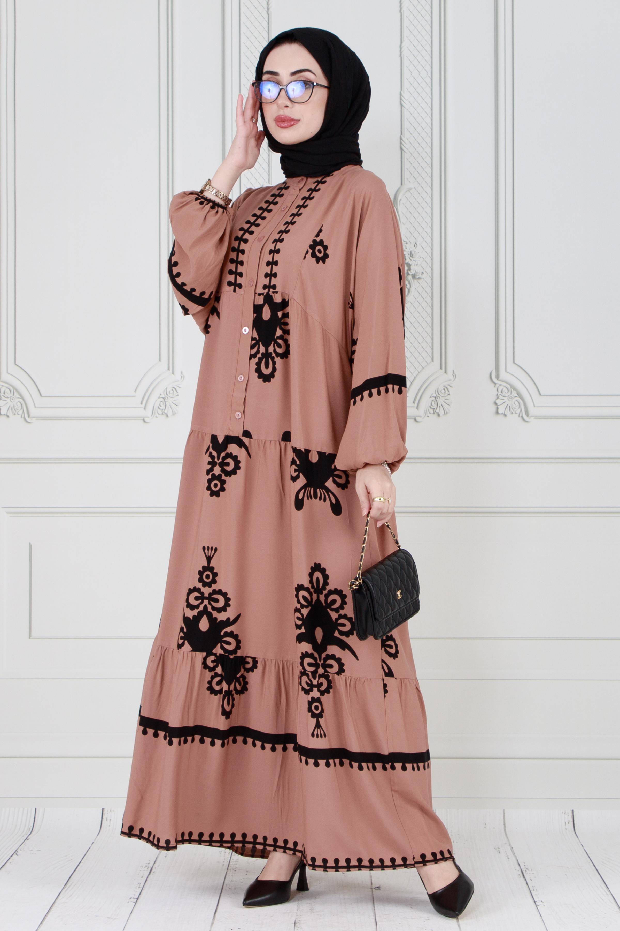Wide sleeve dress - Mınk color 