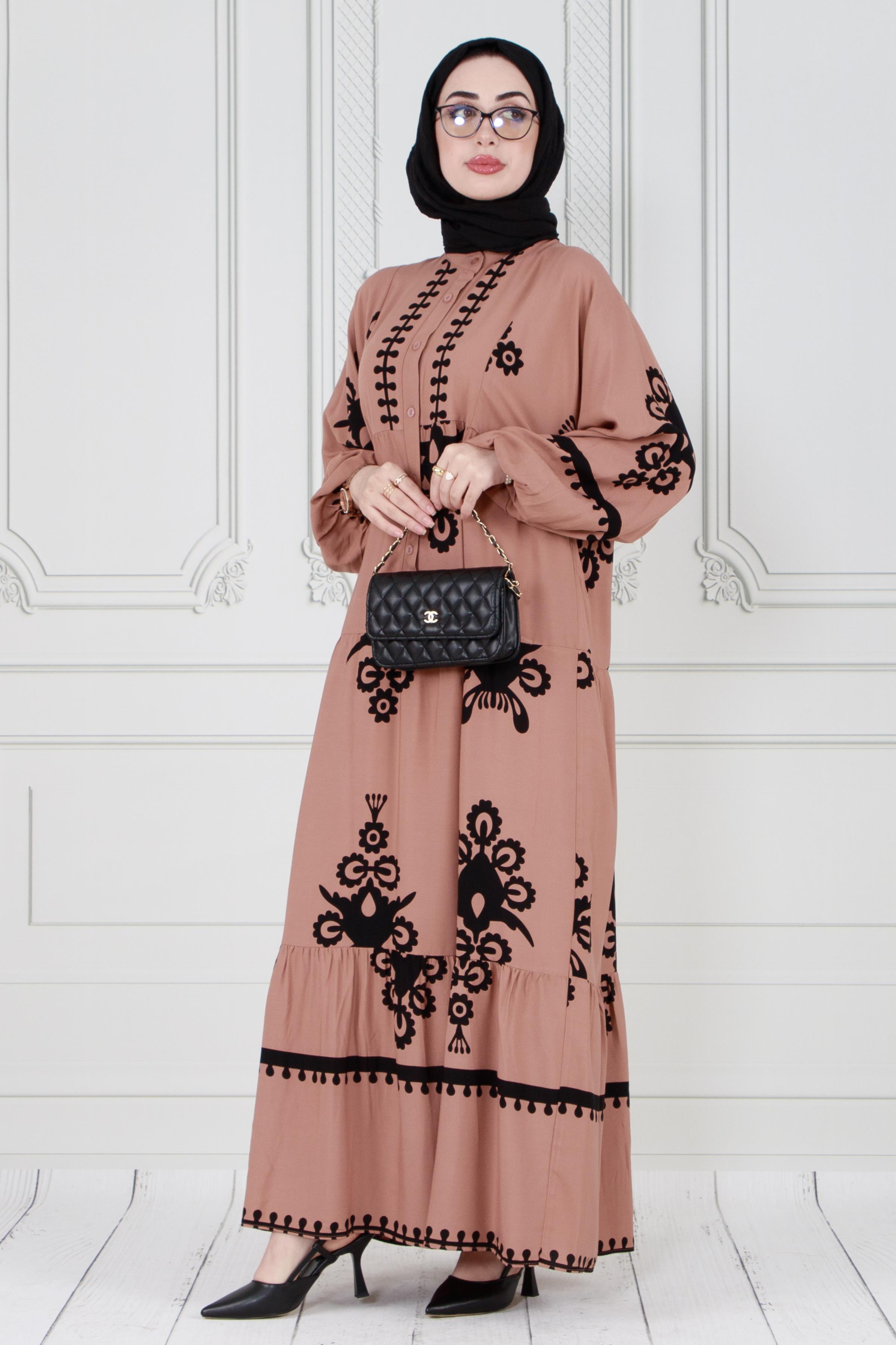 Wide sleeve dress - Mınk color 