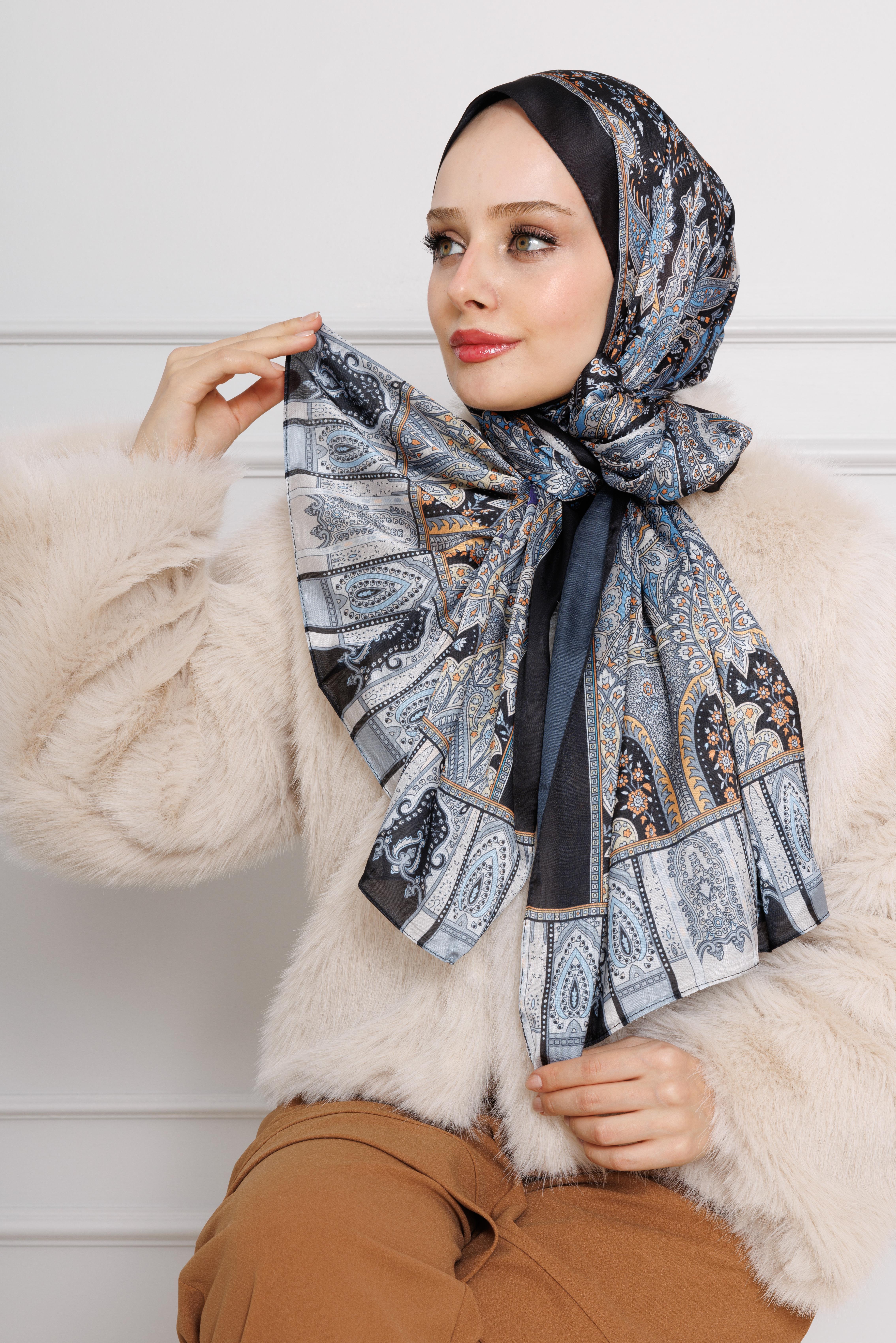Indian Silk Shawl-Grey color 