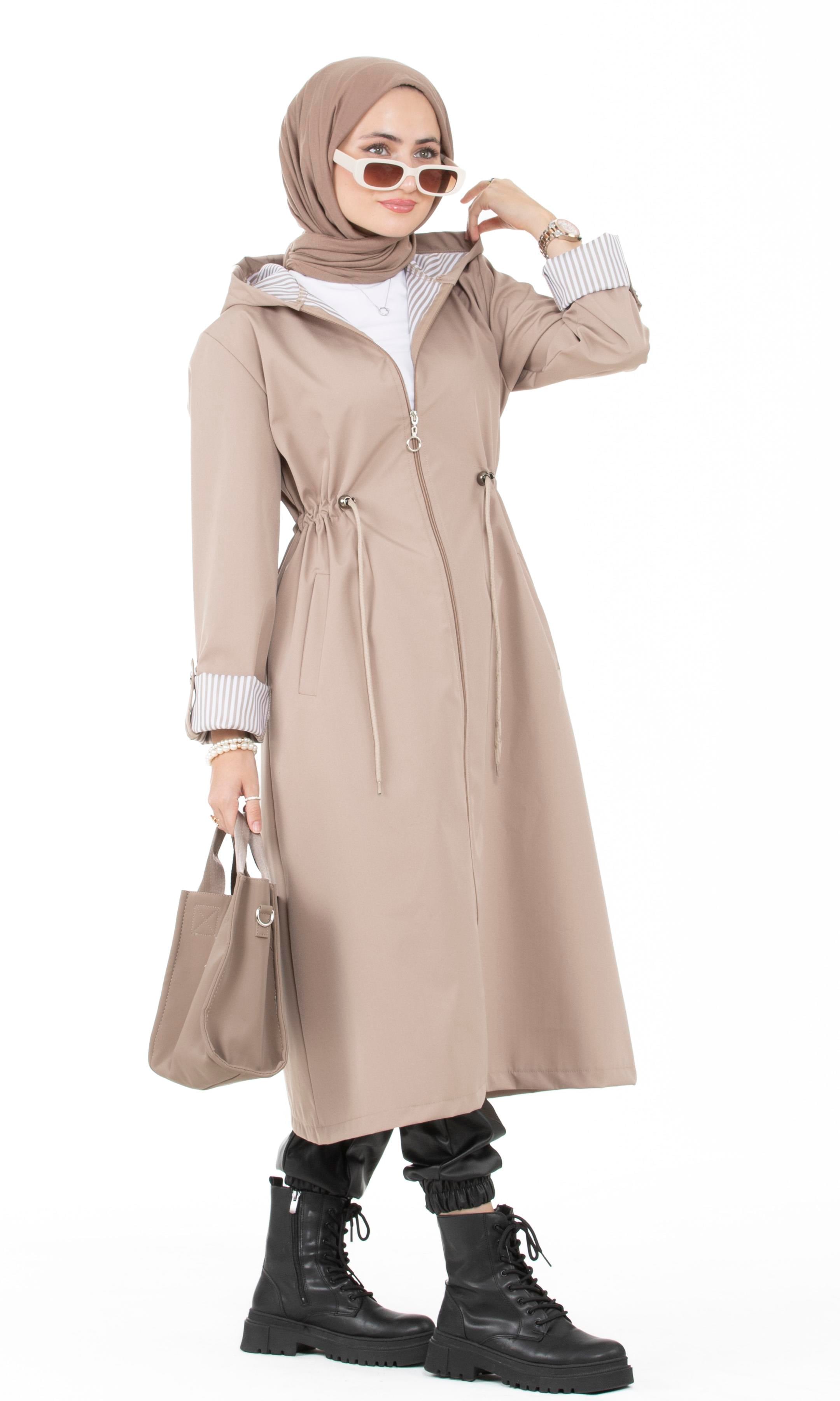 Inline Trench Coat-Beige