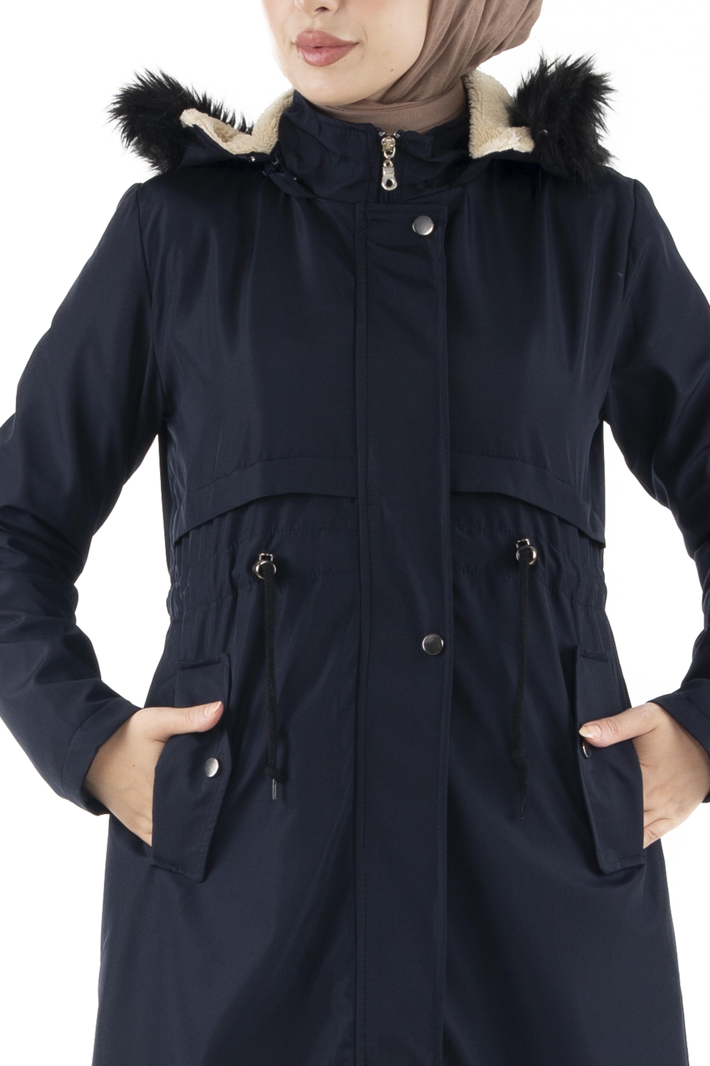 Plush Inside Coat-Navy Blue