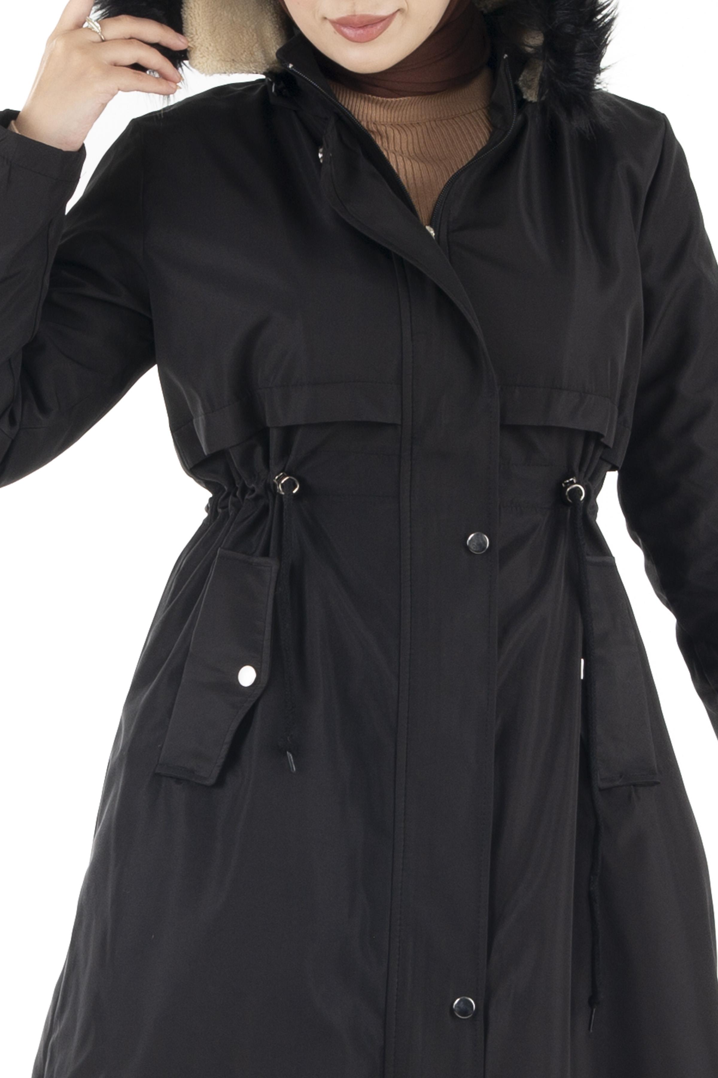 Plush Inside Coat-Black
