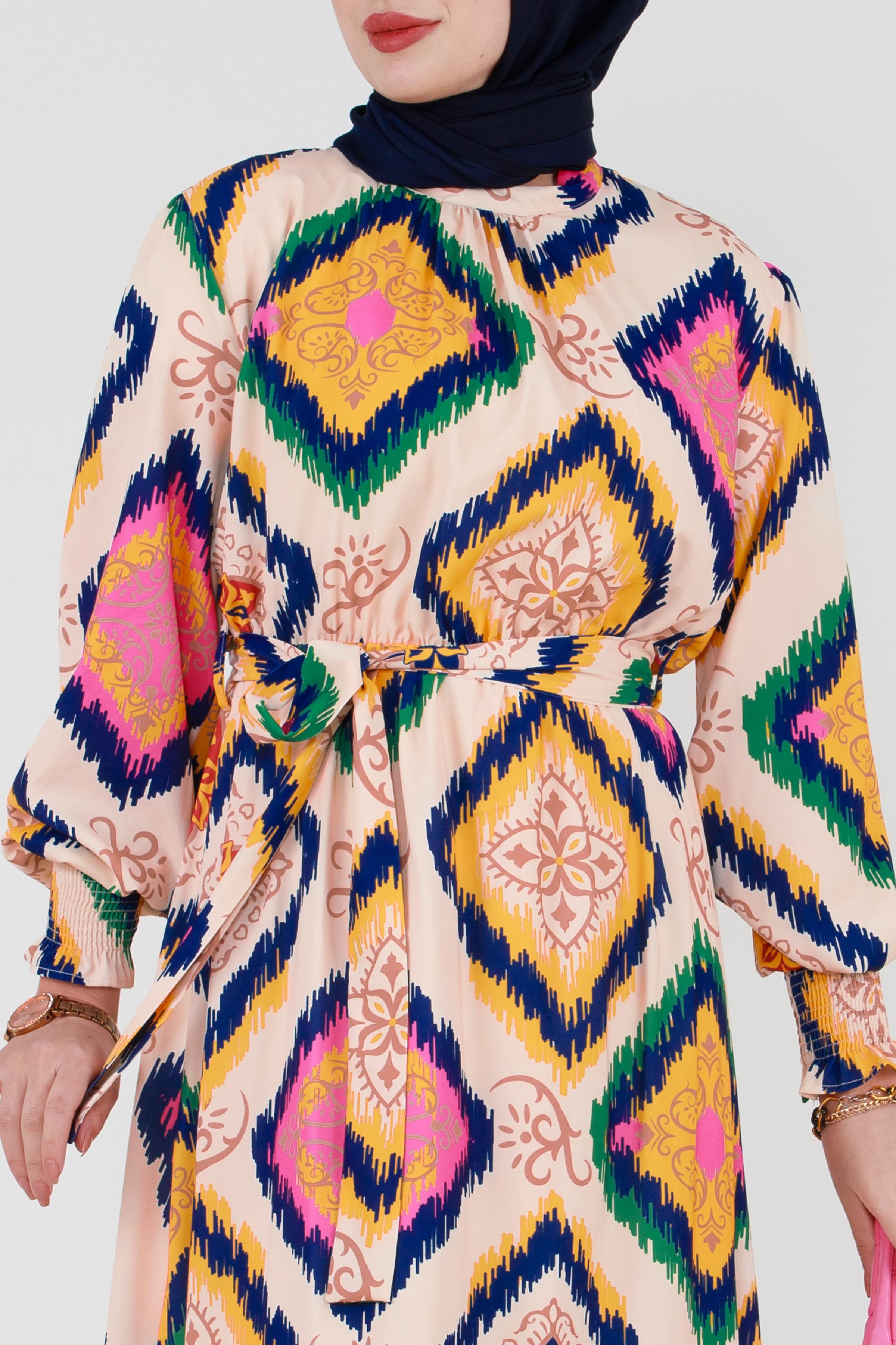 Itkat Pattern Hurrem Dress - Pink