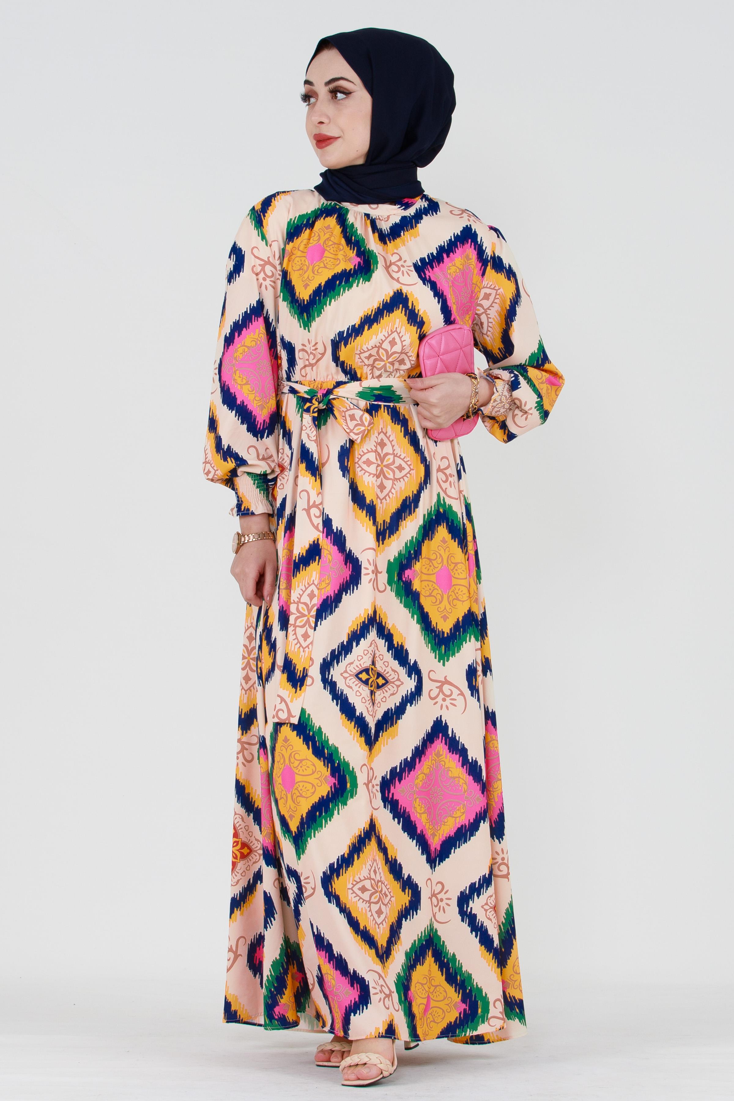 Itkat Pattern Hurrem Dress - Pink