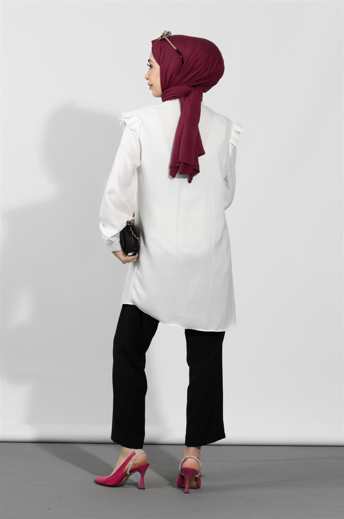 Pearl Detailed Tunic-White