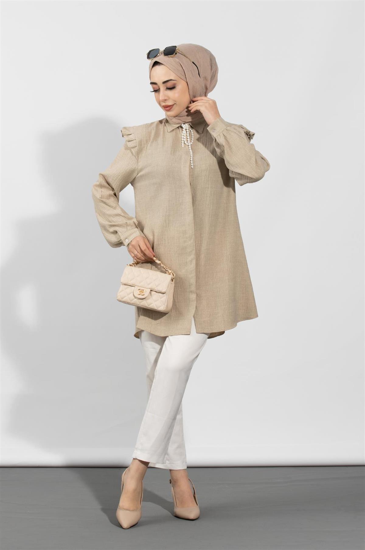 Pearl Detailed Tunic-Mink