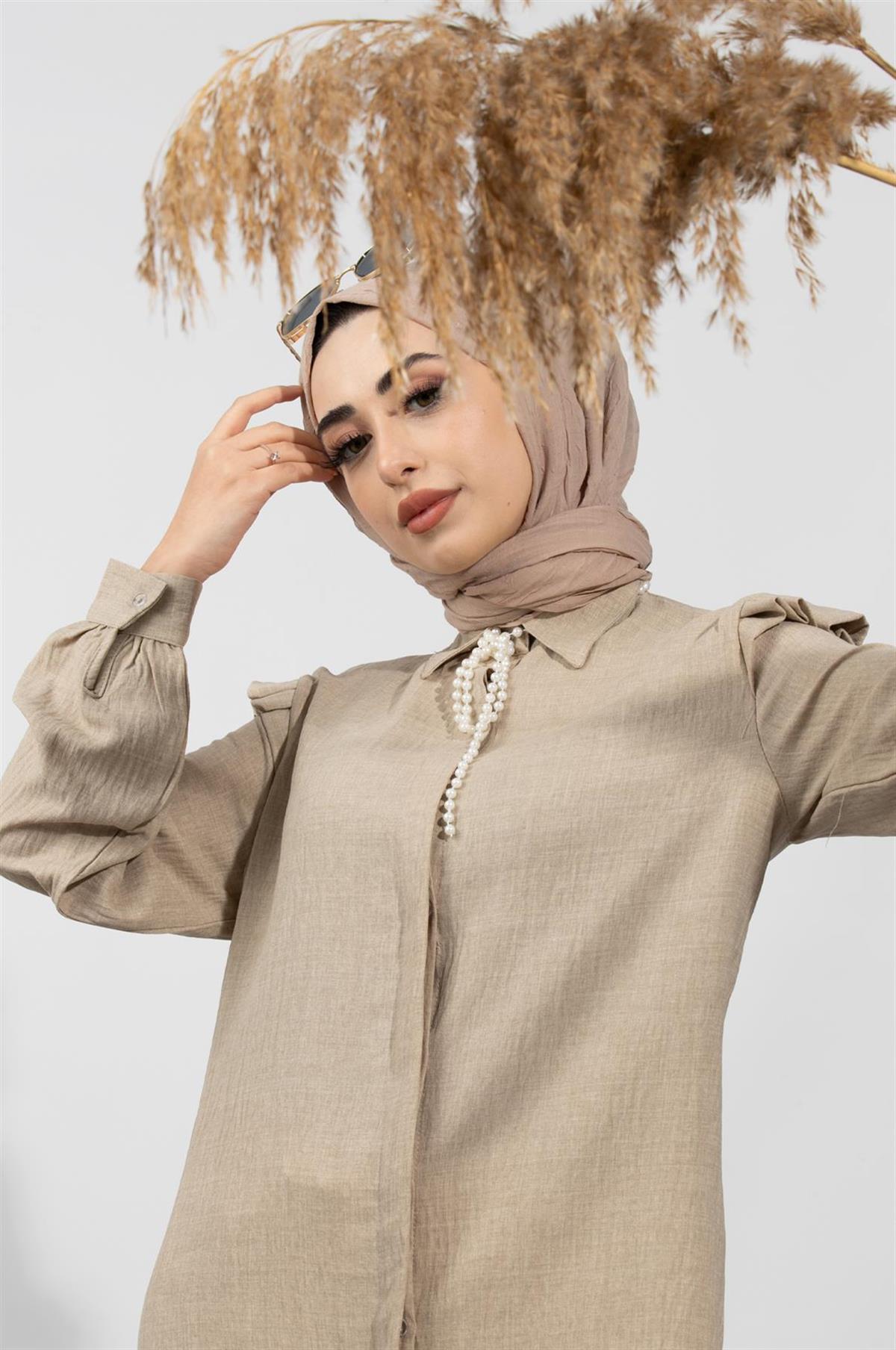 Pearl Detailed Tunic-Mink