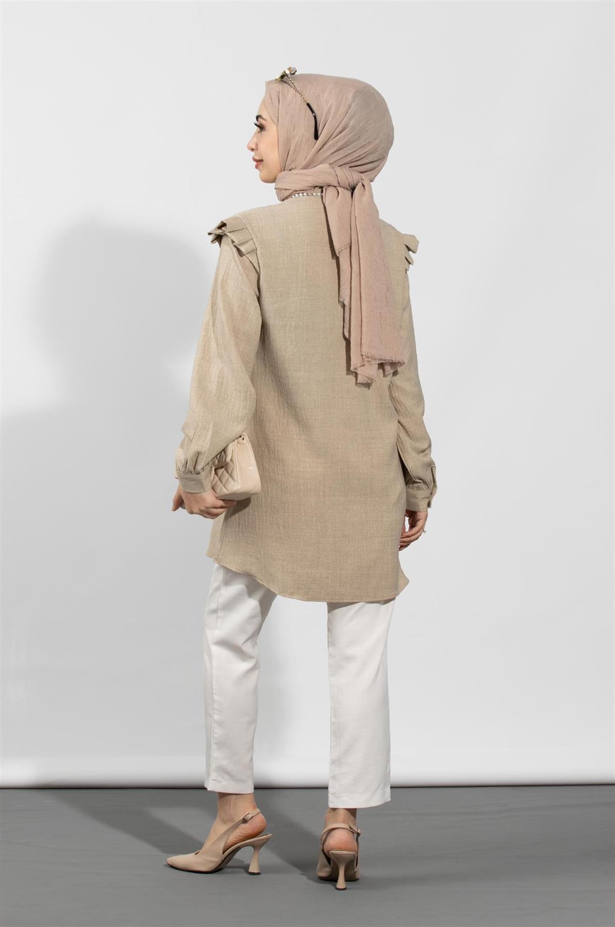 Pearl Detailed Tunic-Mink