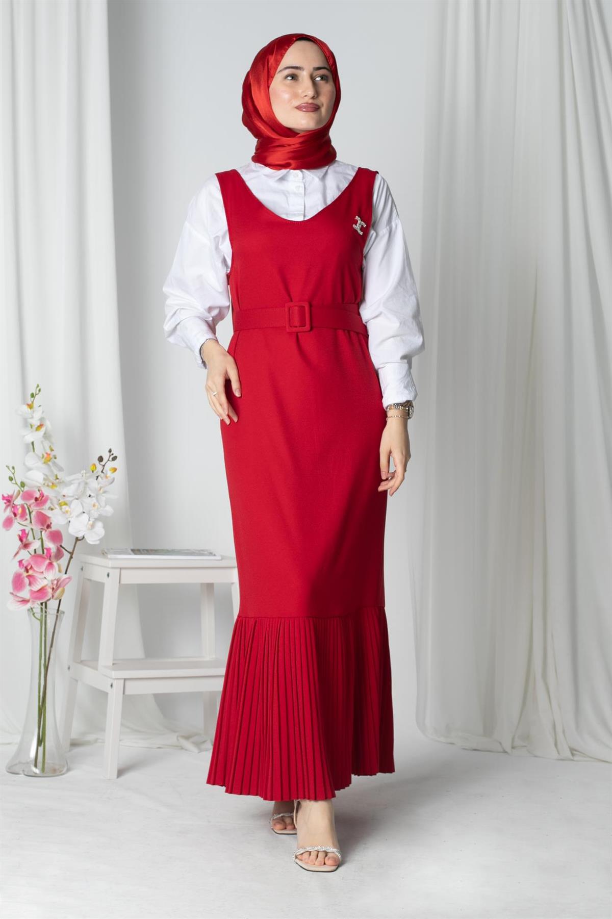 Gilet Dress - Red
