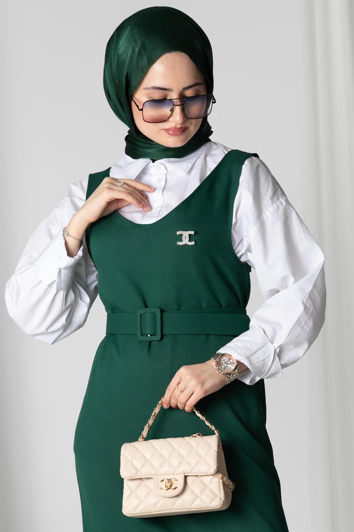 Gilet Dress - Emerald Green 