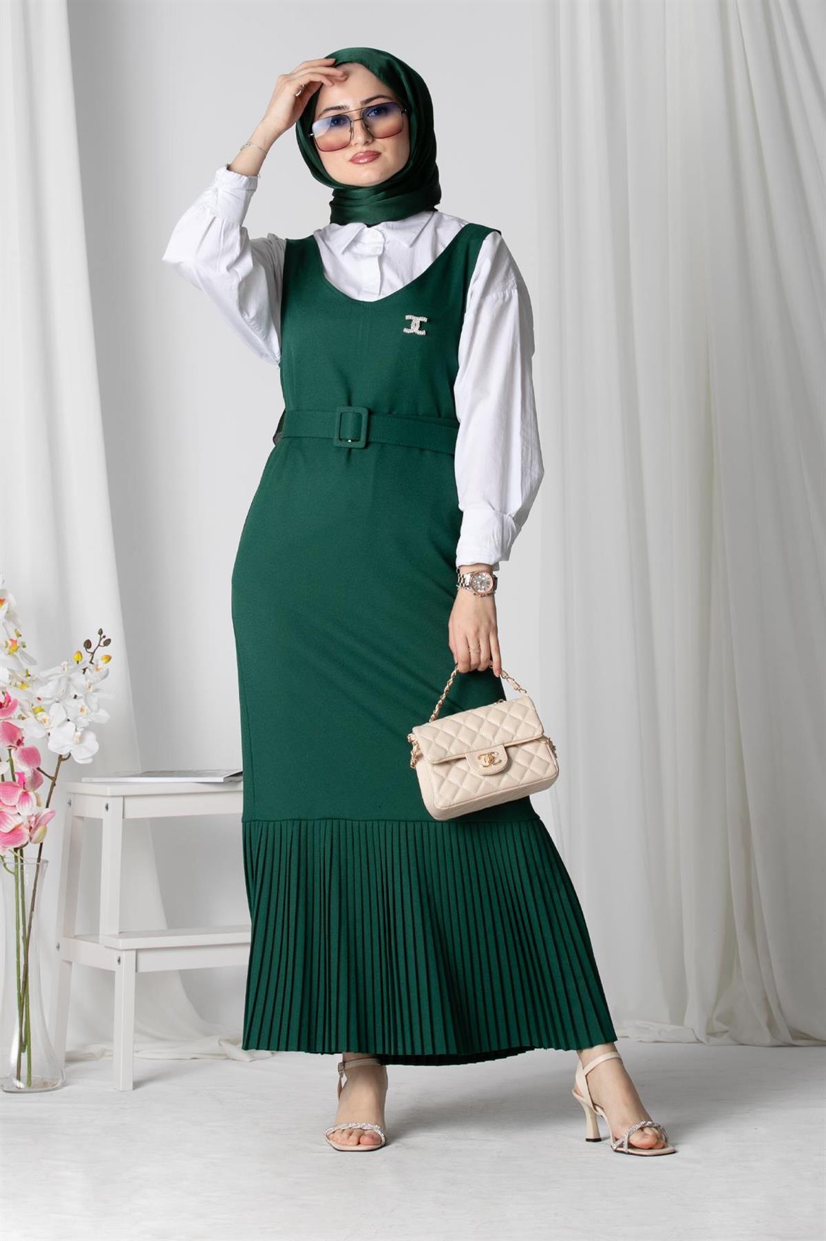 Gilet Dress - Emerald Green 